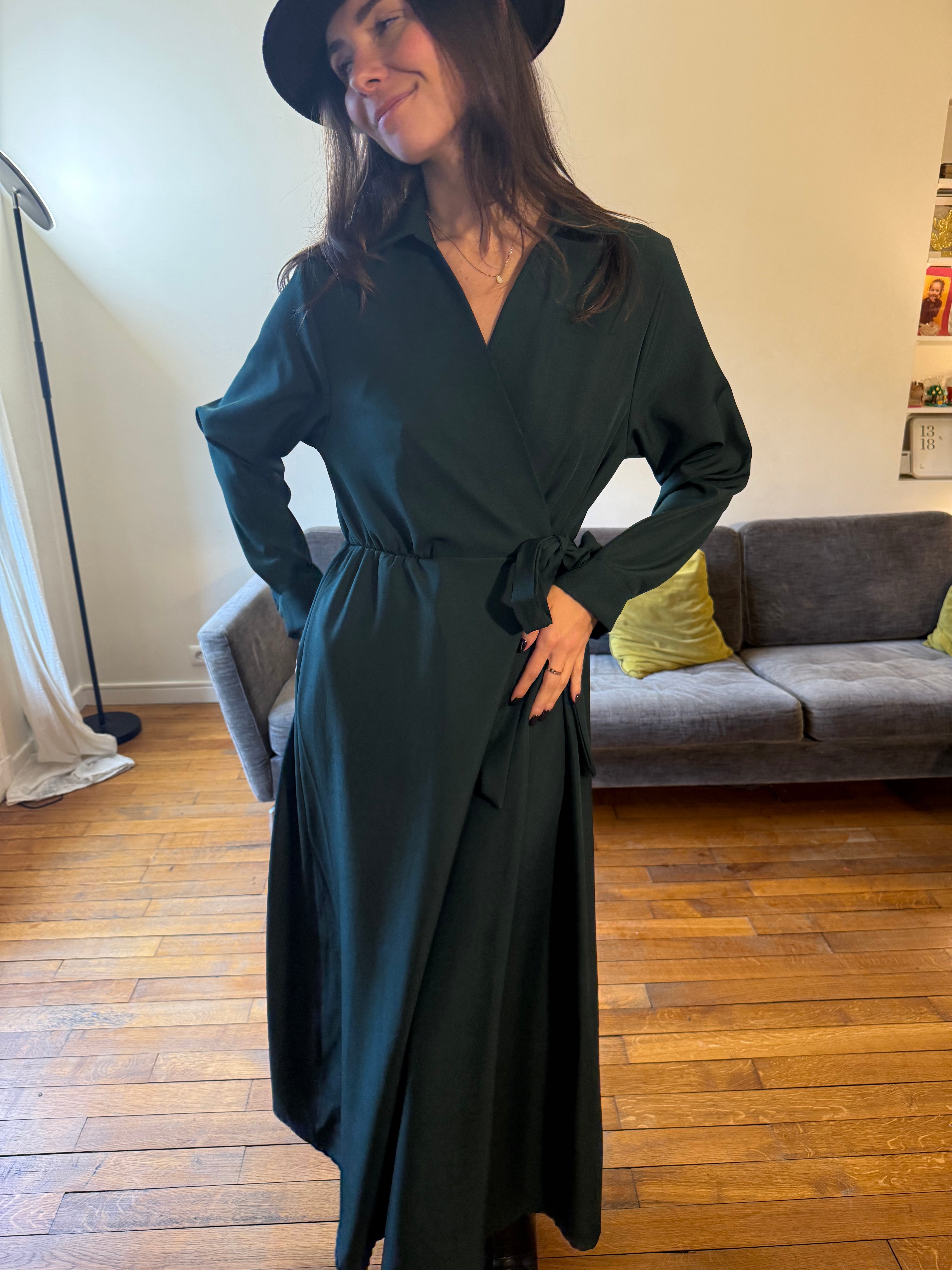 Robe portefeuille vert bouteille