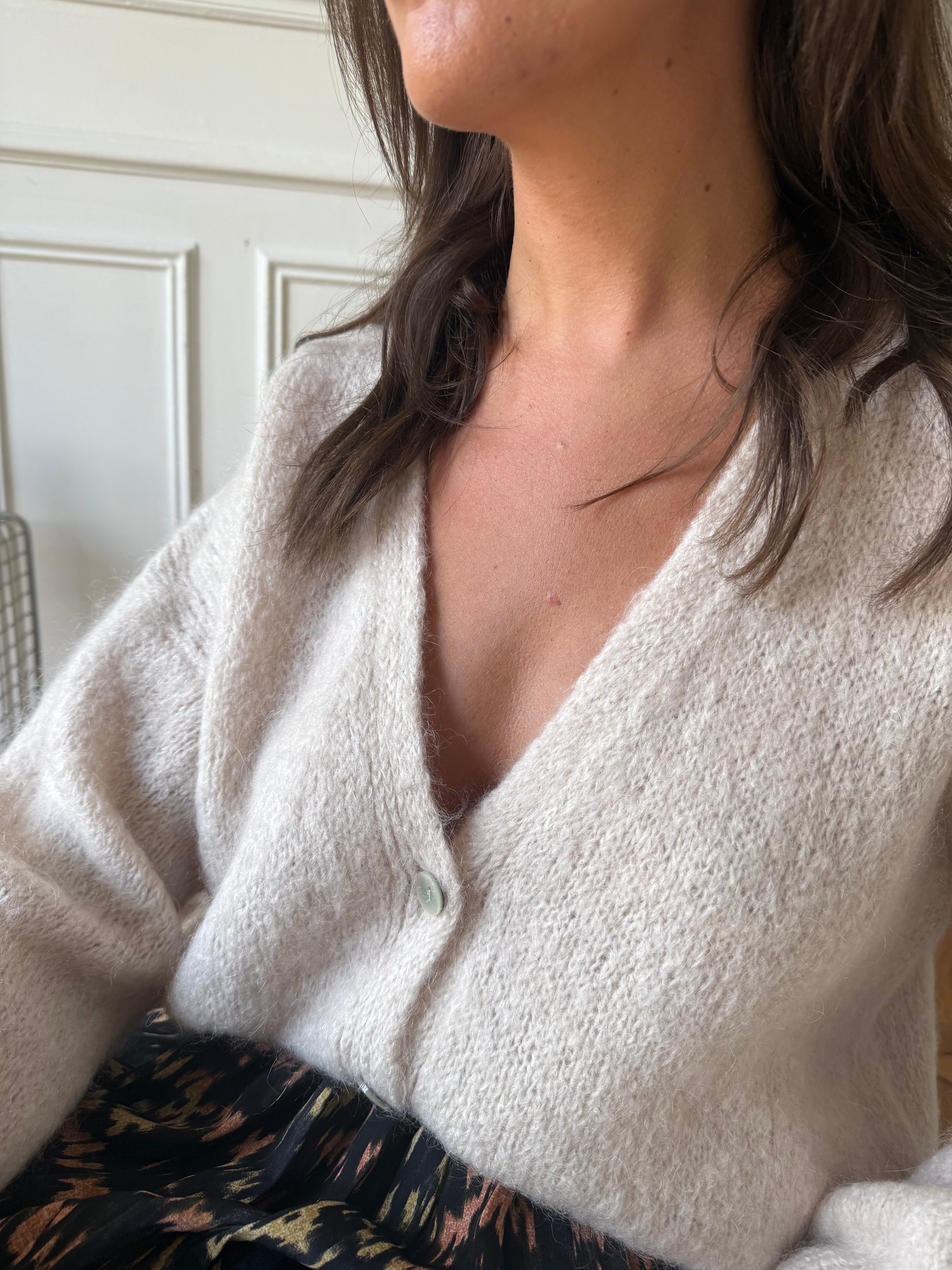 Gilet mohair Jena écru taille unique