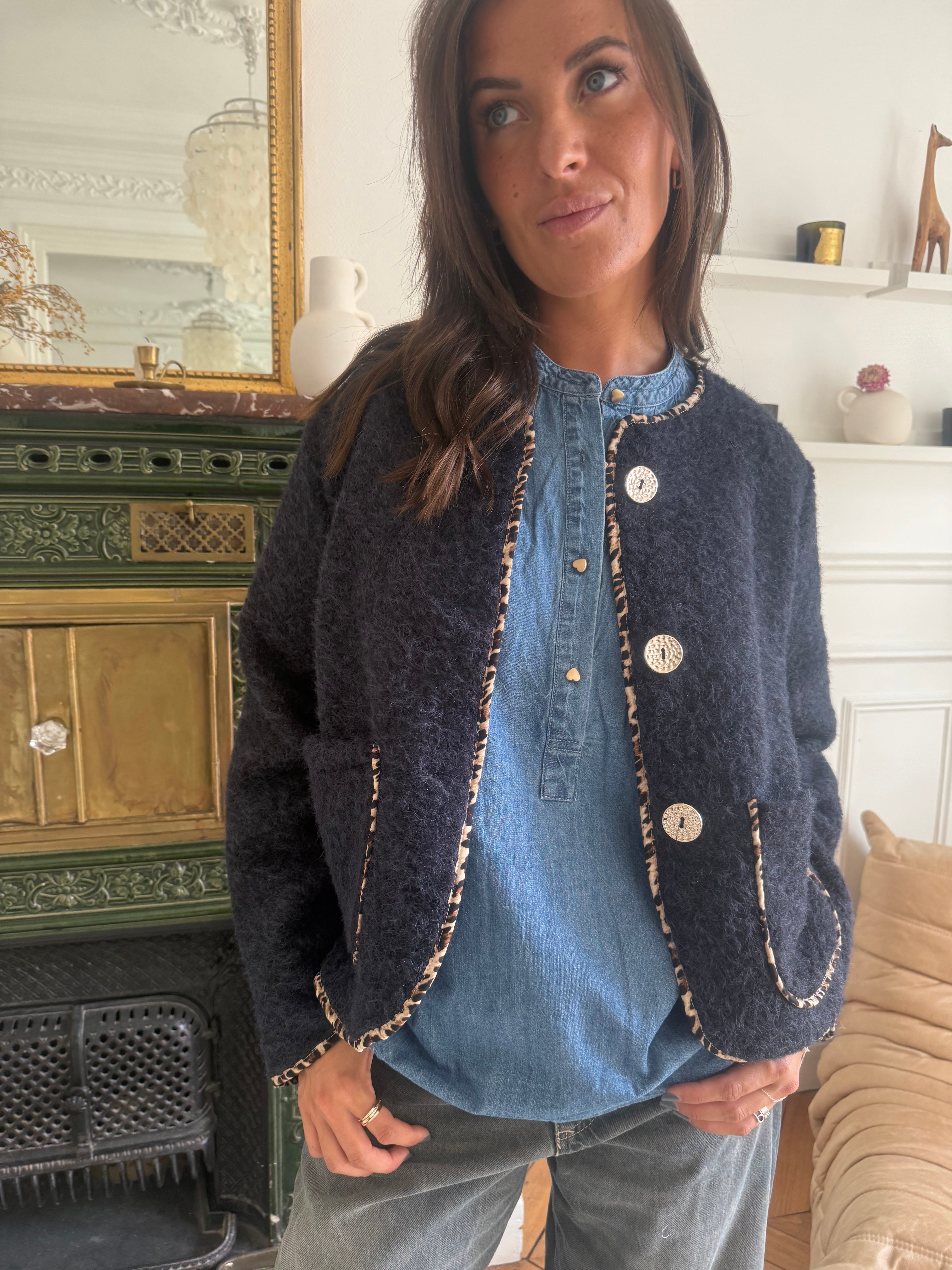 Veste Luna Bleu marine taille unique