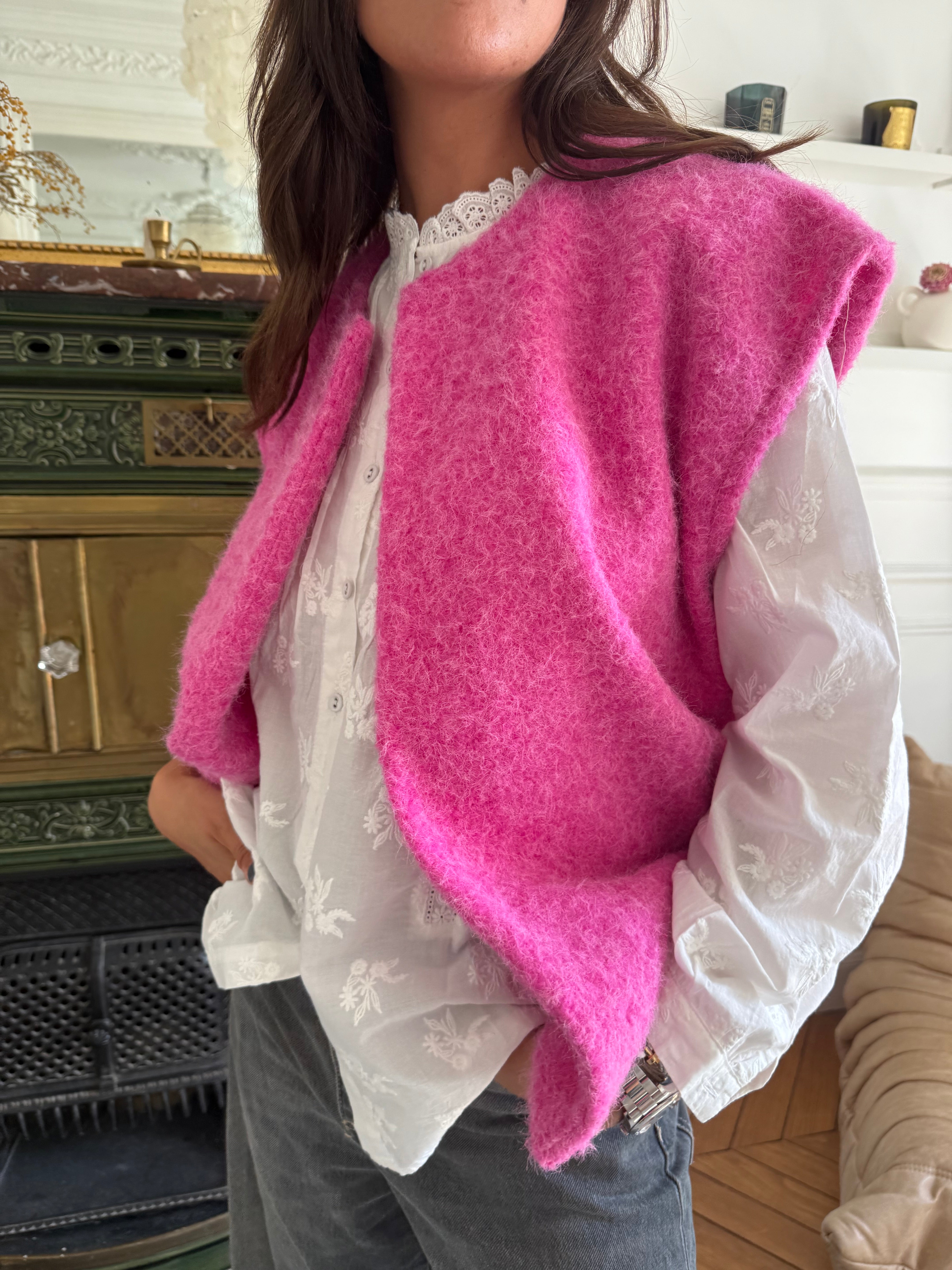 Gilet Jina Fushia taille unique