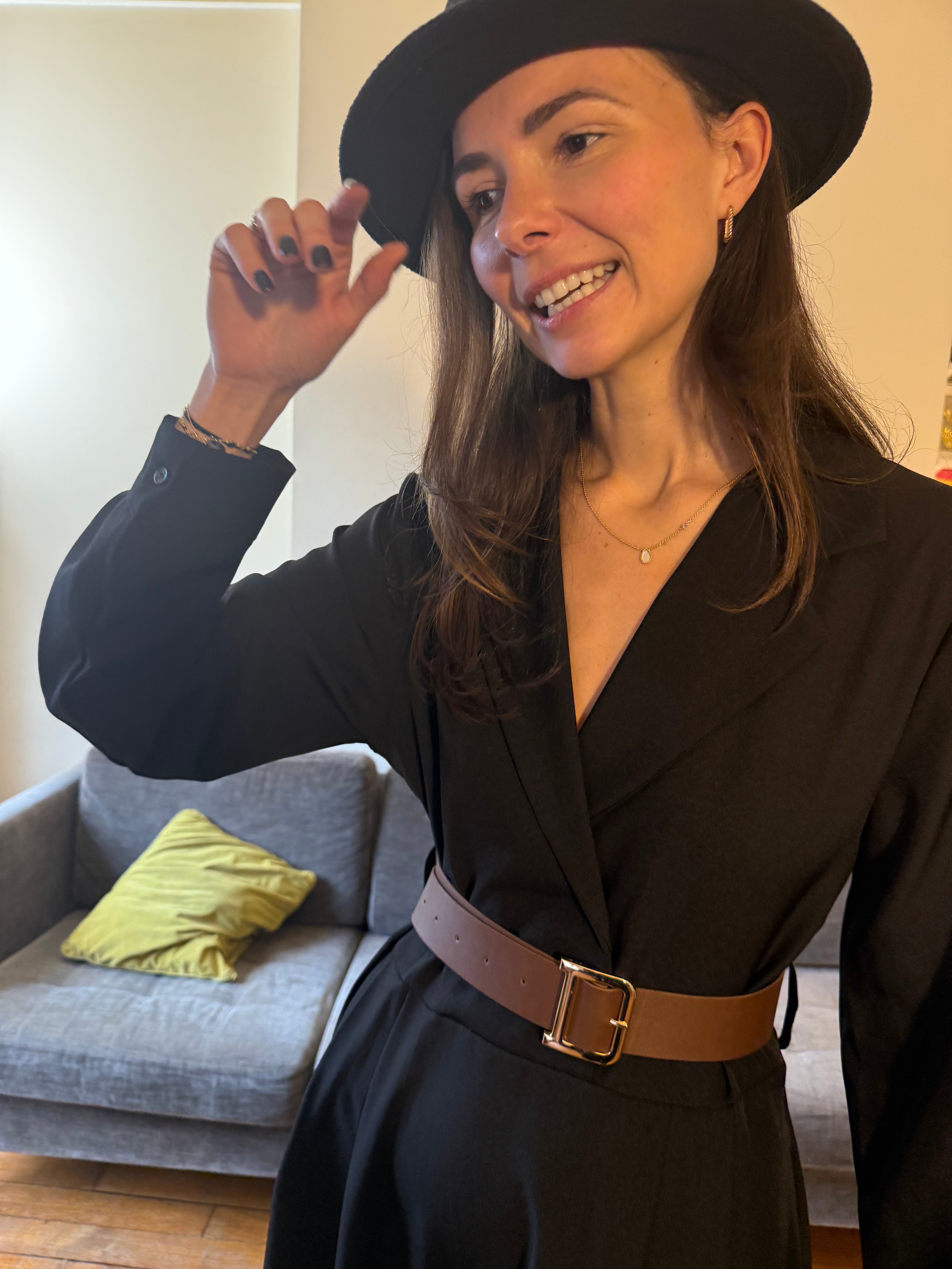 Robe Fania noir avec ceinture