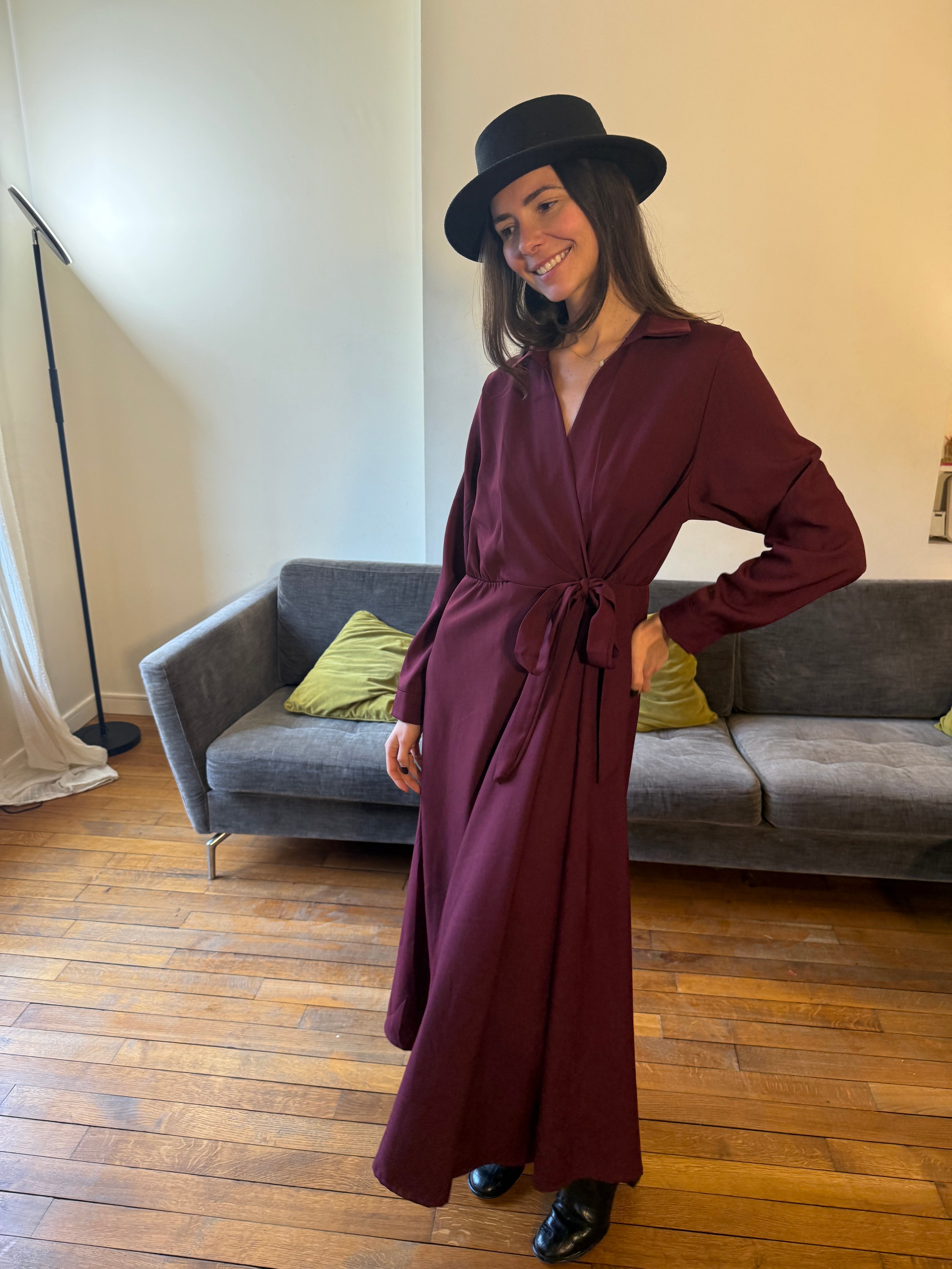 Robe portefeuille bordeaux