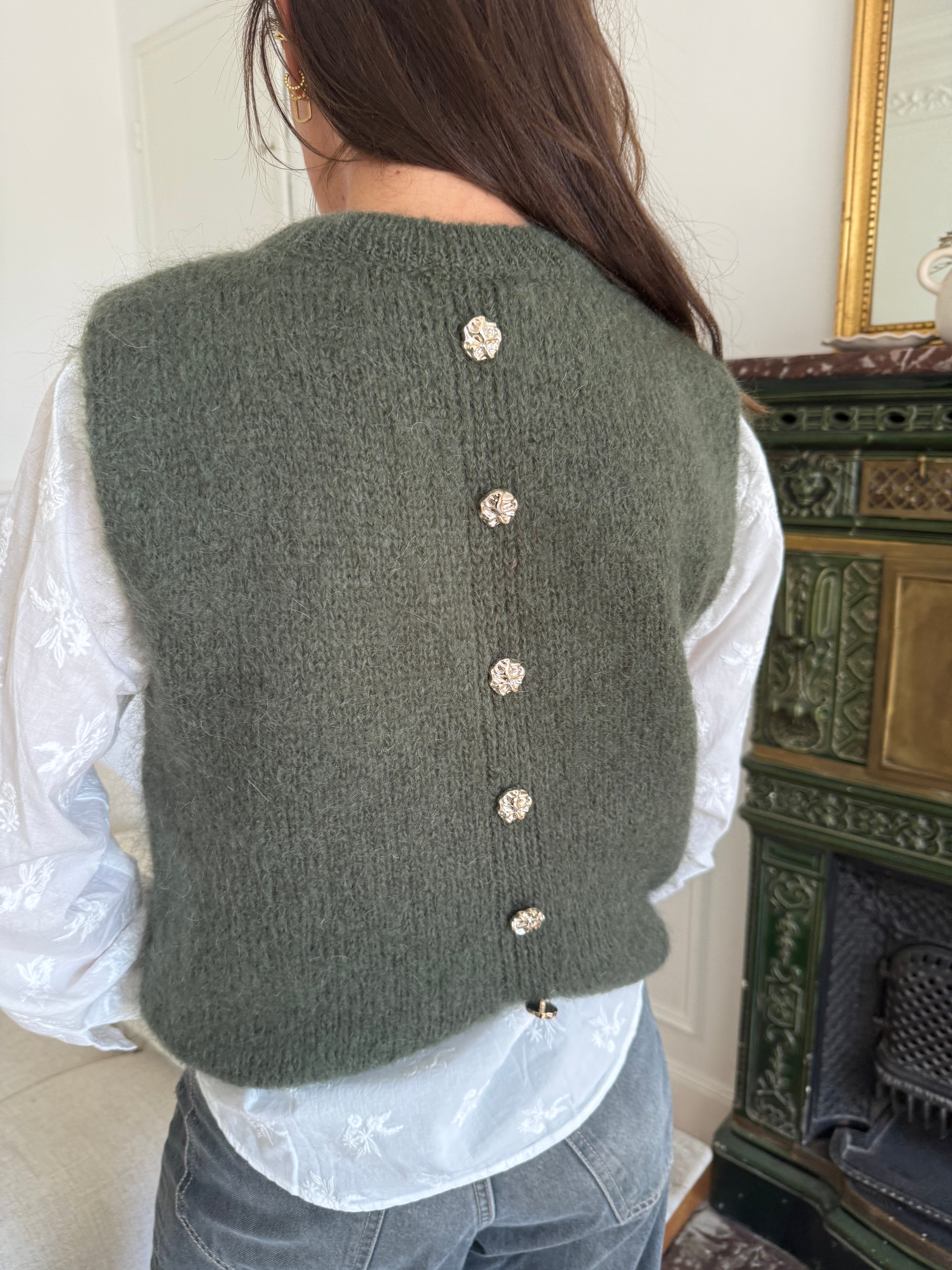 Pull mohair Jizelle kaki taille unique