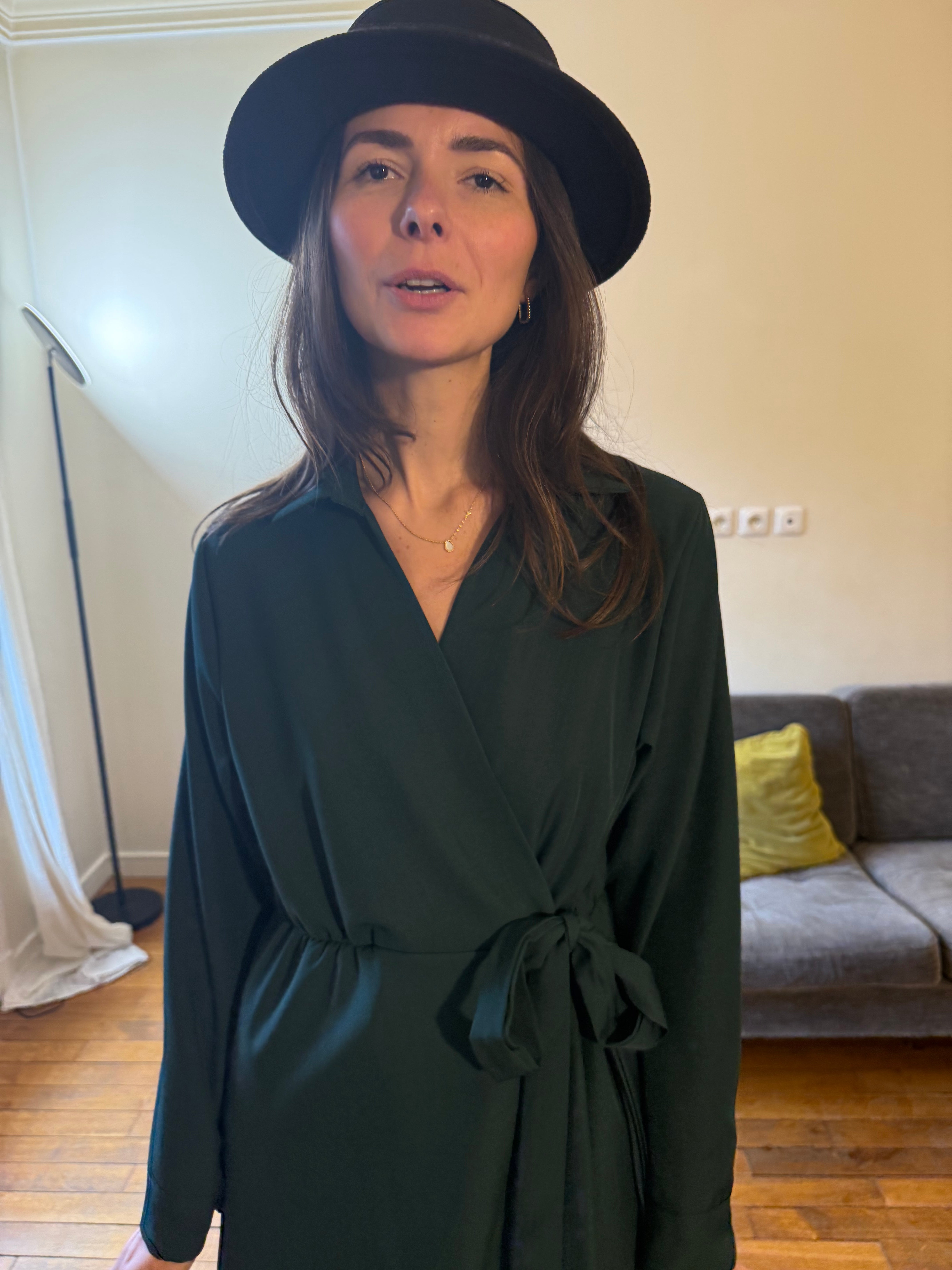 Robe portefeuille vert bouteille