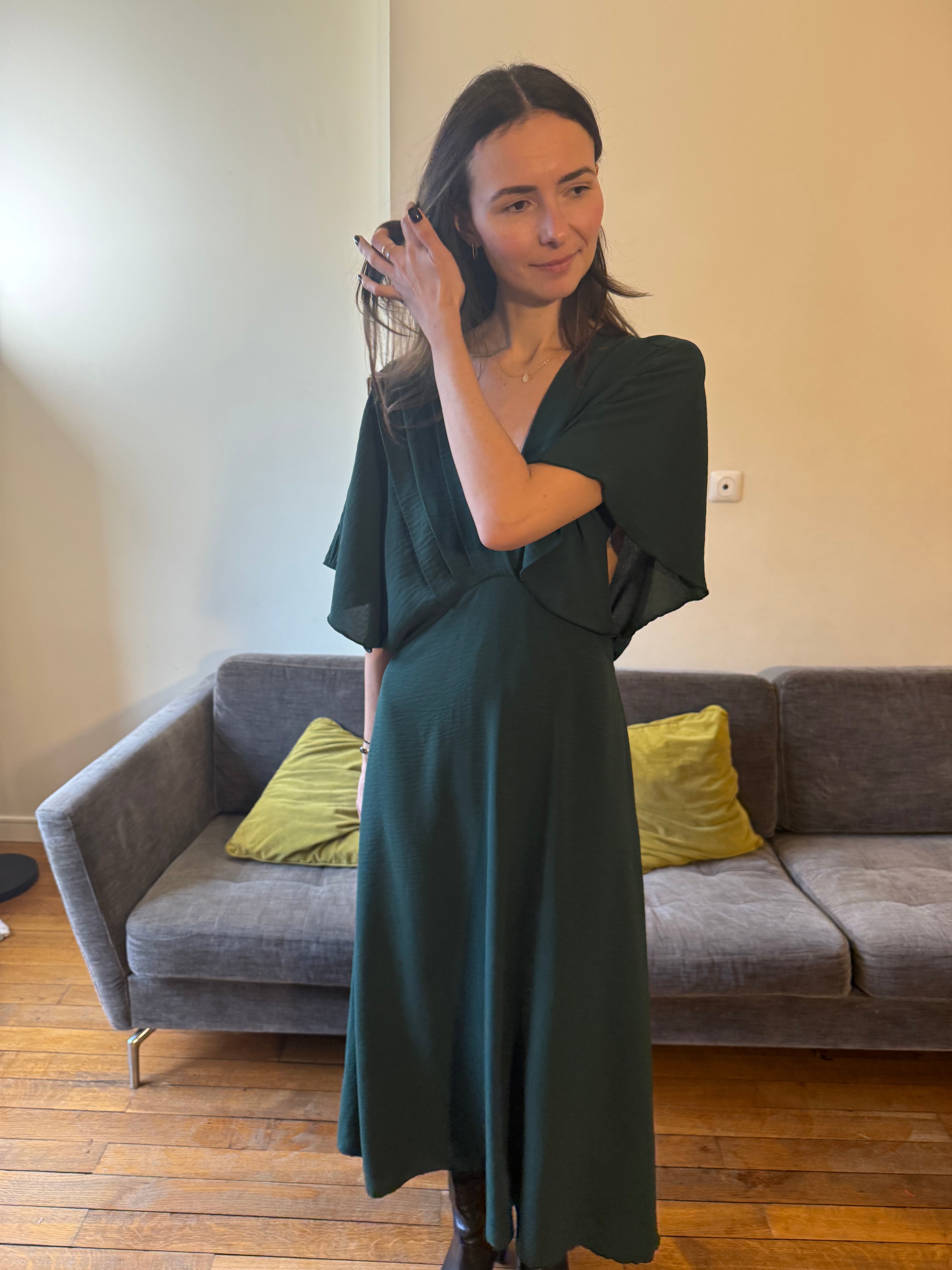 Robe Lennie vert bouteille taille unique jusqu'à la taille 46