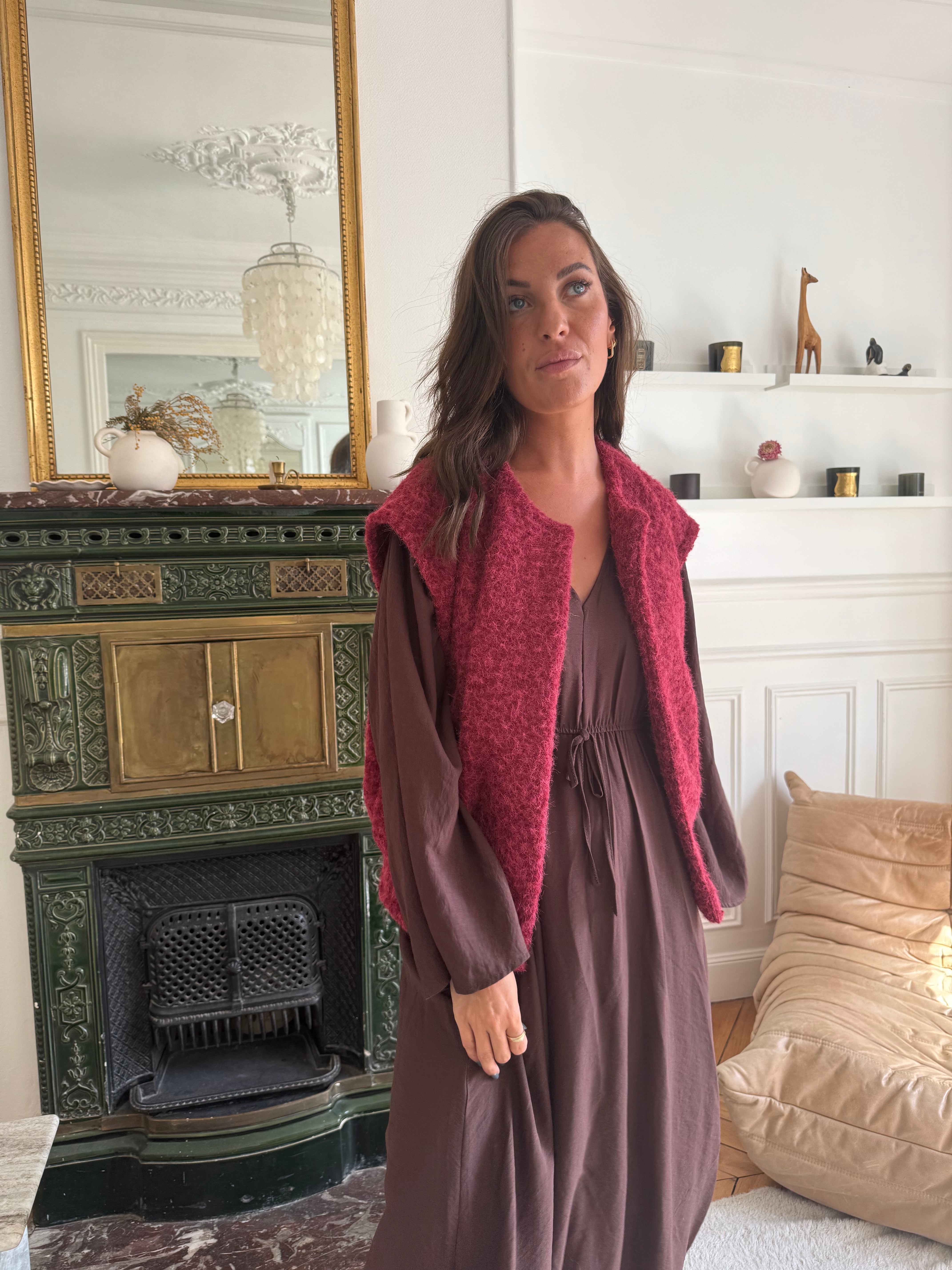 Gilet Jina Bordeaux taille unique