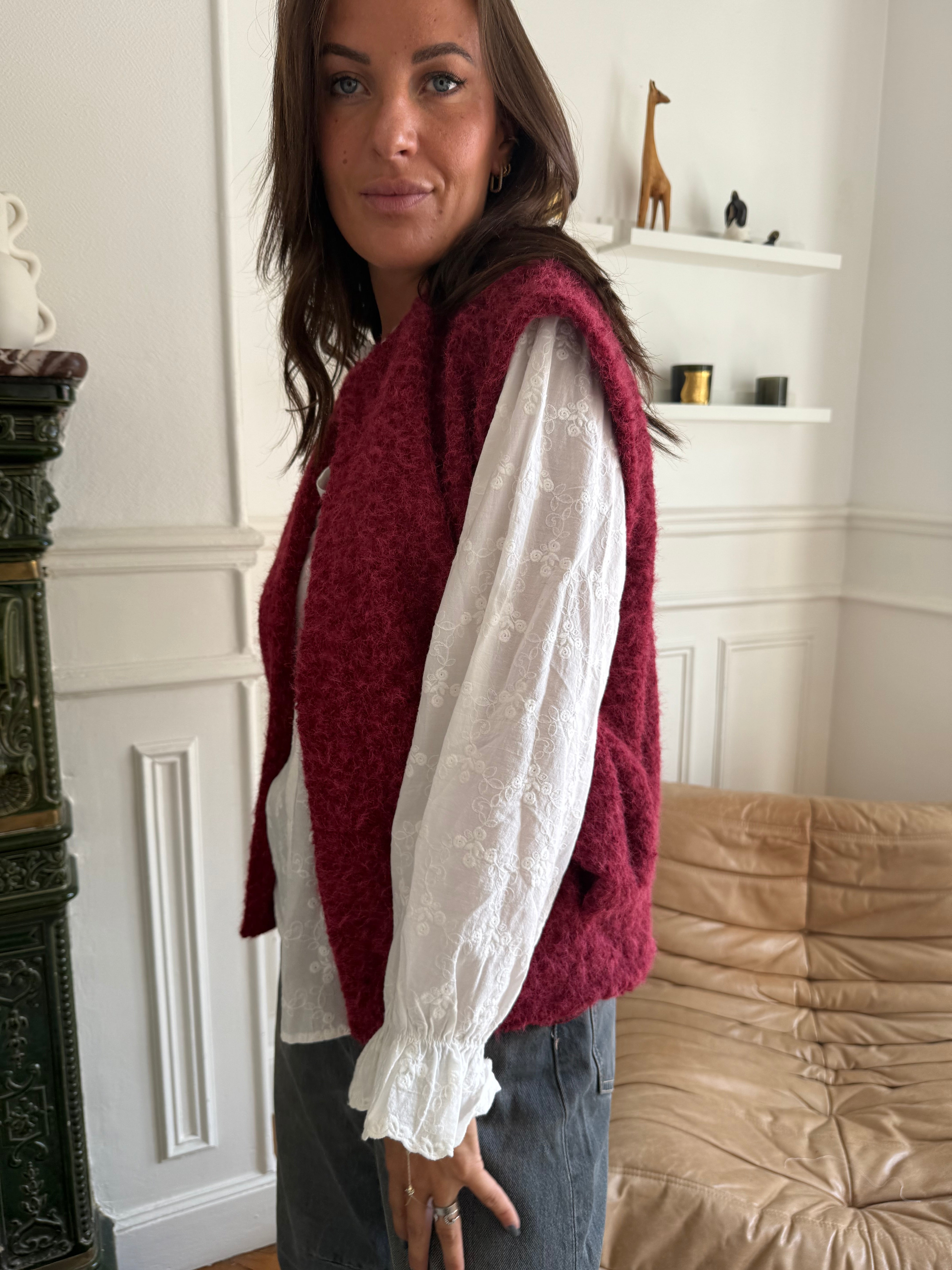 Gilet Jina Bordeaux taille unique