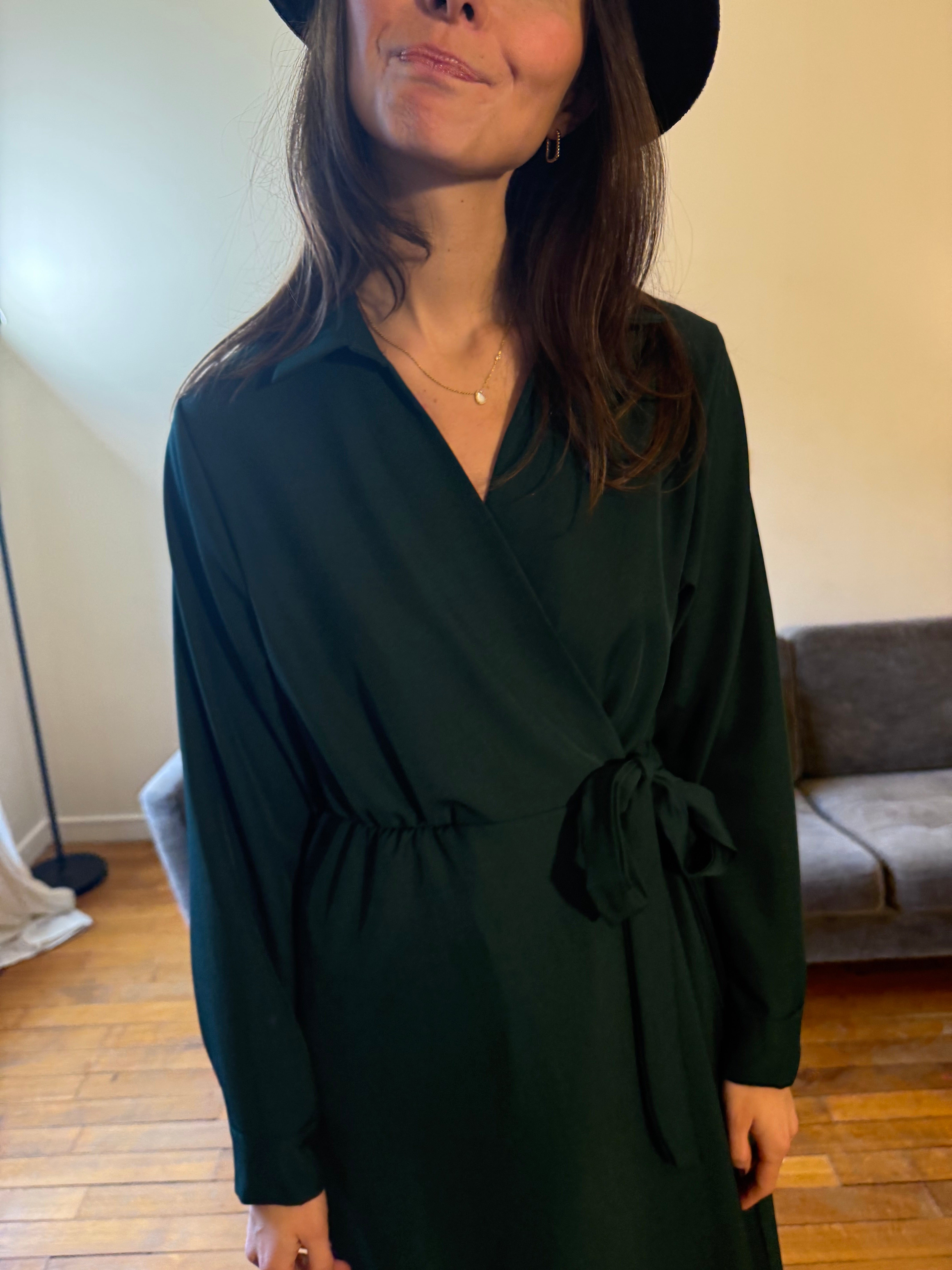 Robe portefeuille vert bouteille