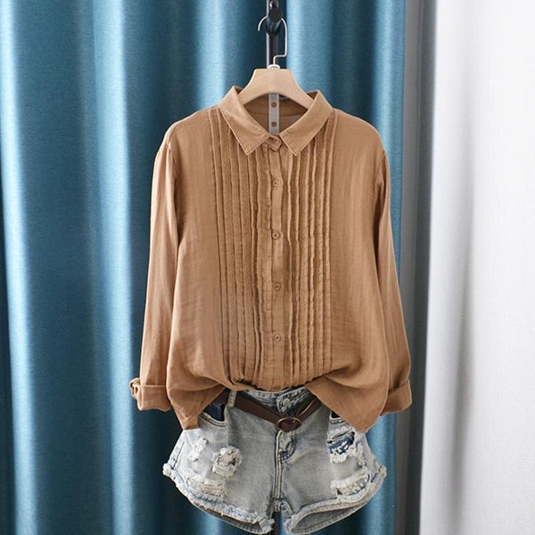 Chemisier Femme En Coton Et Lin - Coupe Ample, Col En V, Manches Courtes, Décontracté Et élégant Pour L'été