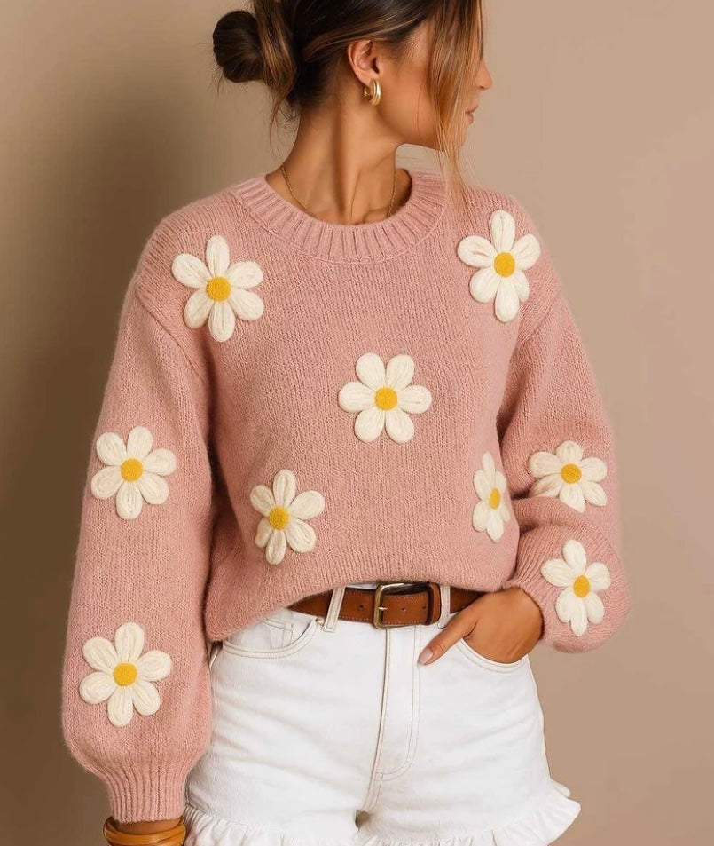 Pull marguerites rose pale
