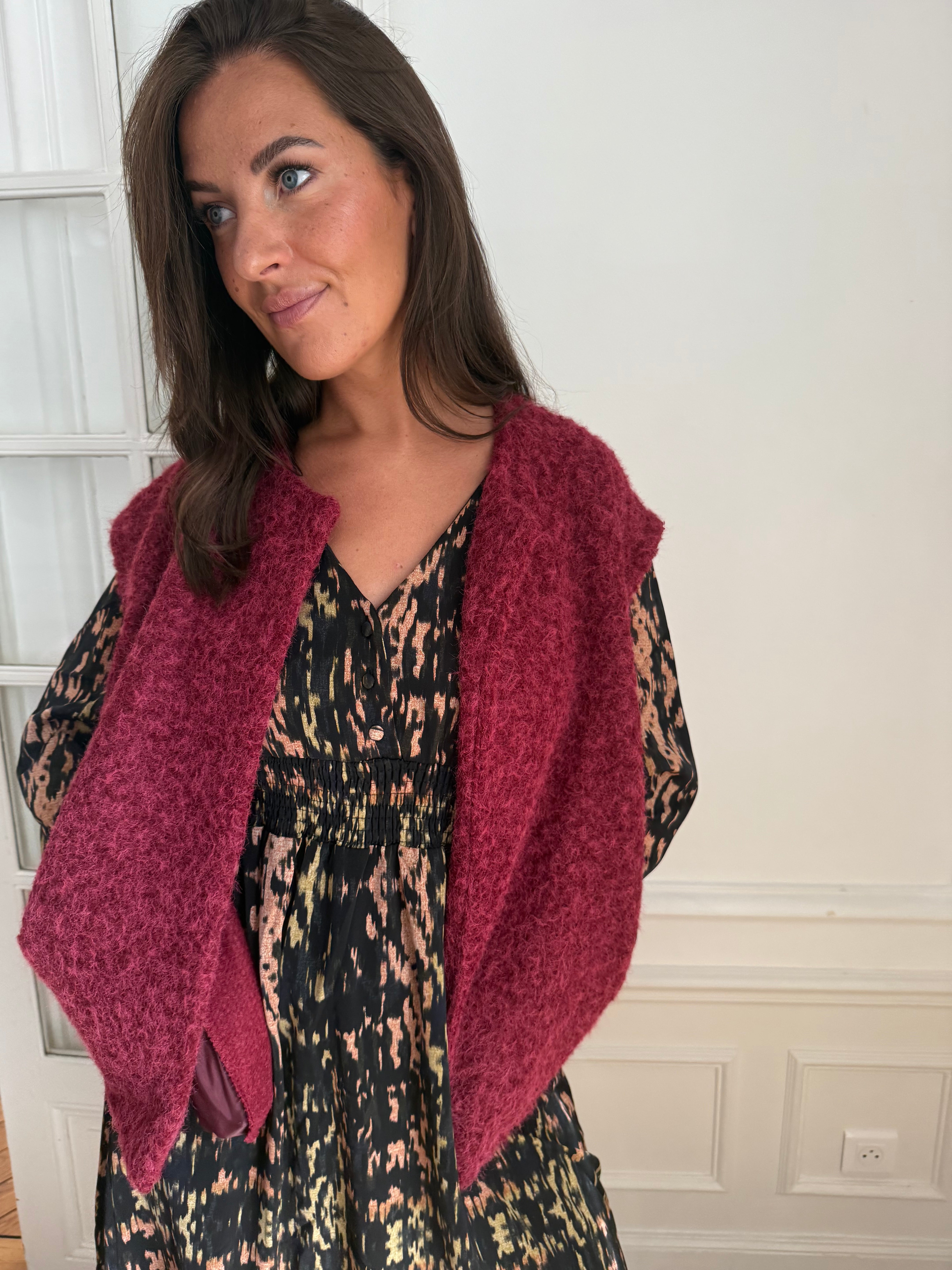 Gilet Jina Bordeaux taille unique