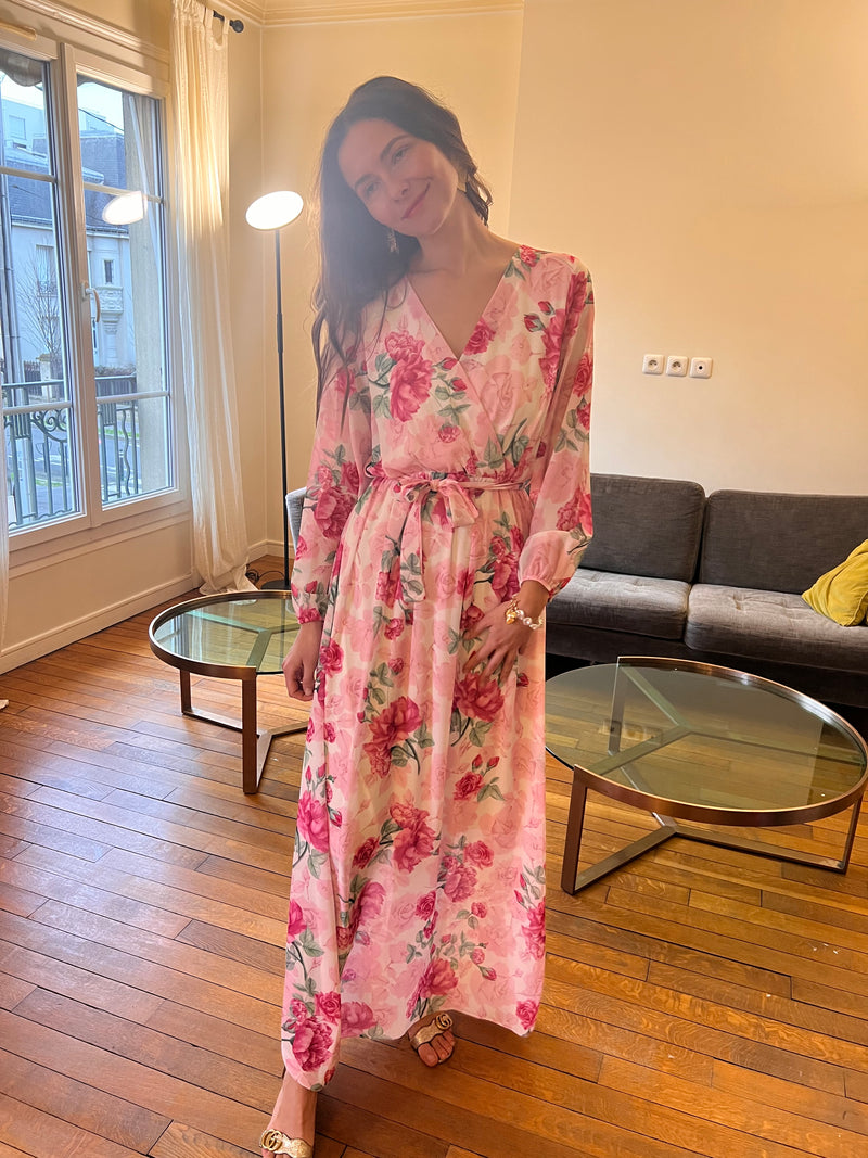 Robe Tonia imprimé Fleurs rose