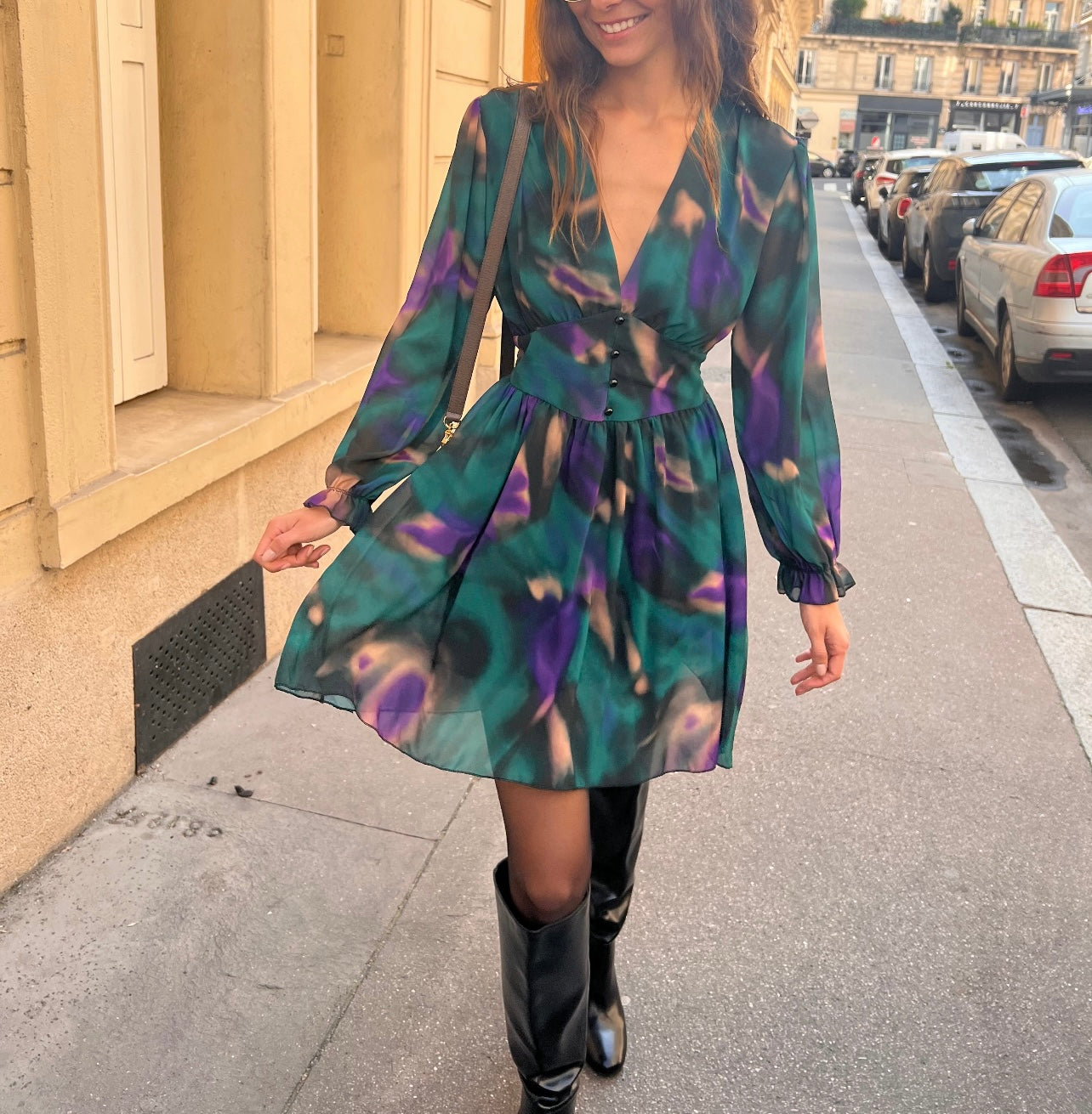 Robe Lolie imprimé vert et violet