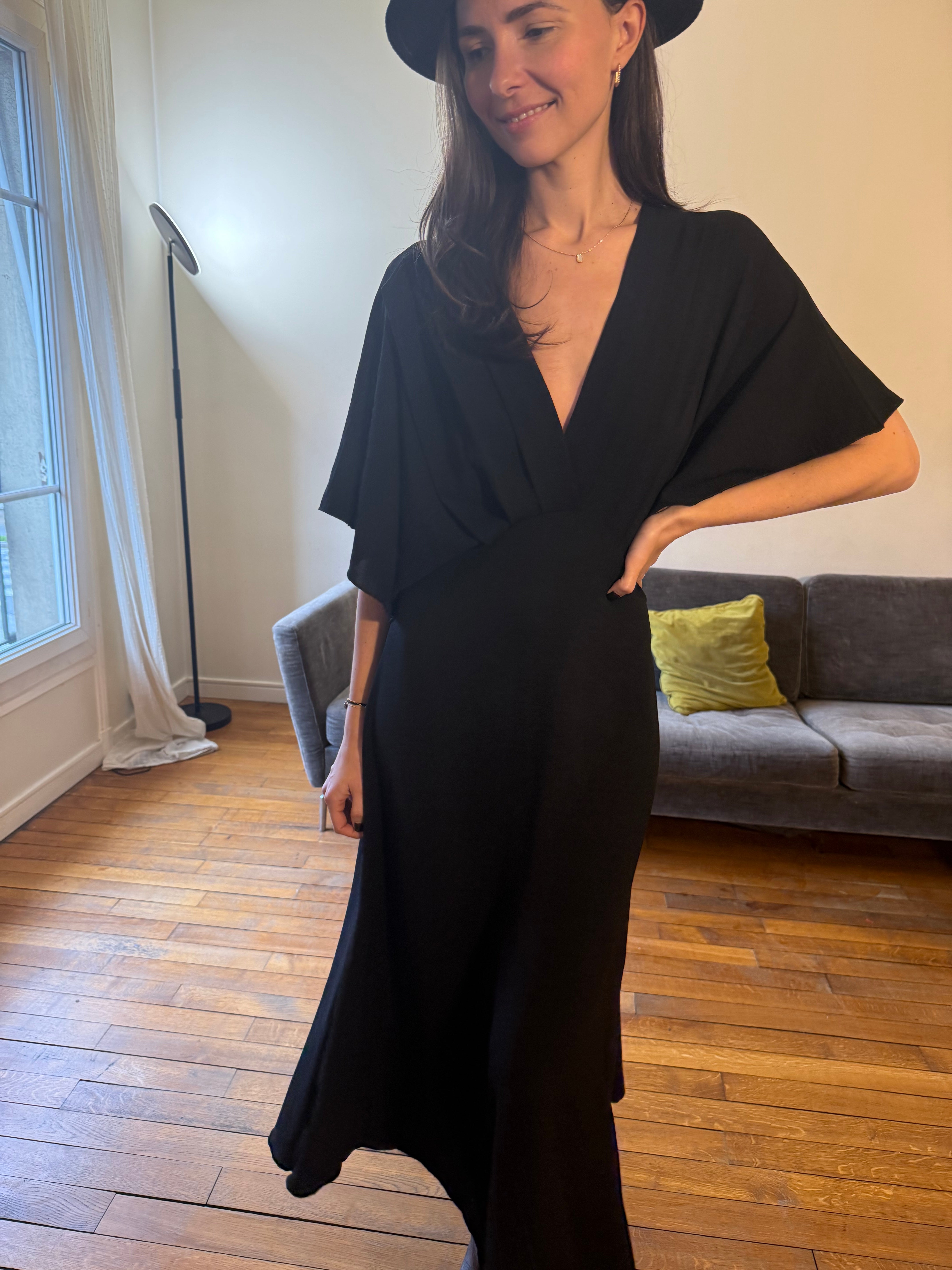 Robe Lennie noir taille unique jusqu'à la taille 46