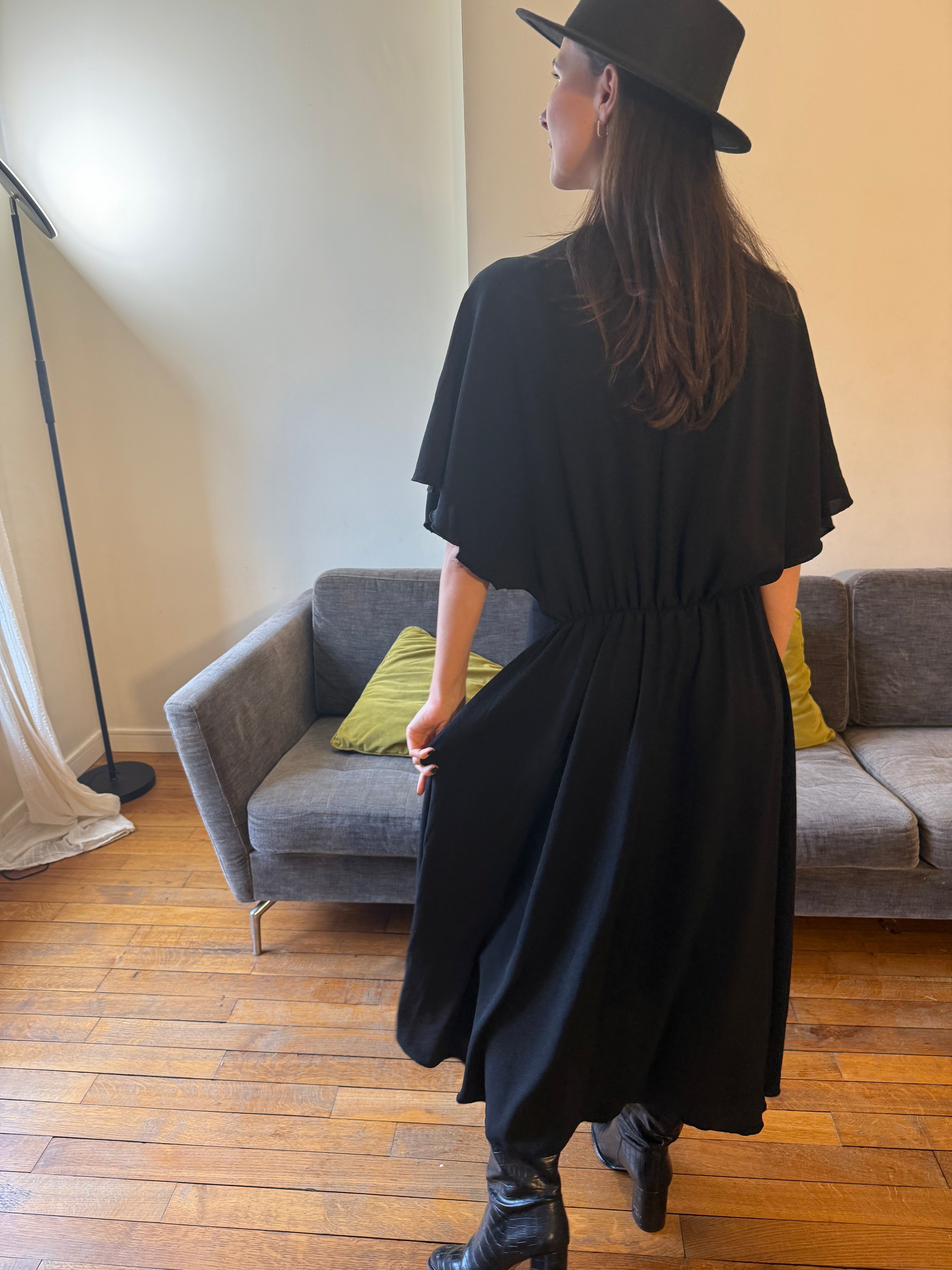 Robe Lennie noir taille unique jusqu'à la taille 46