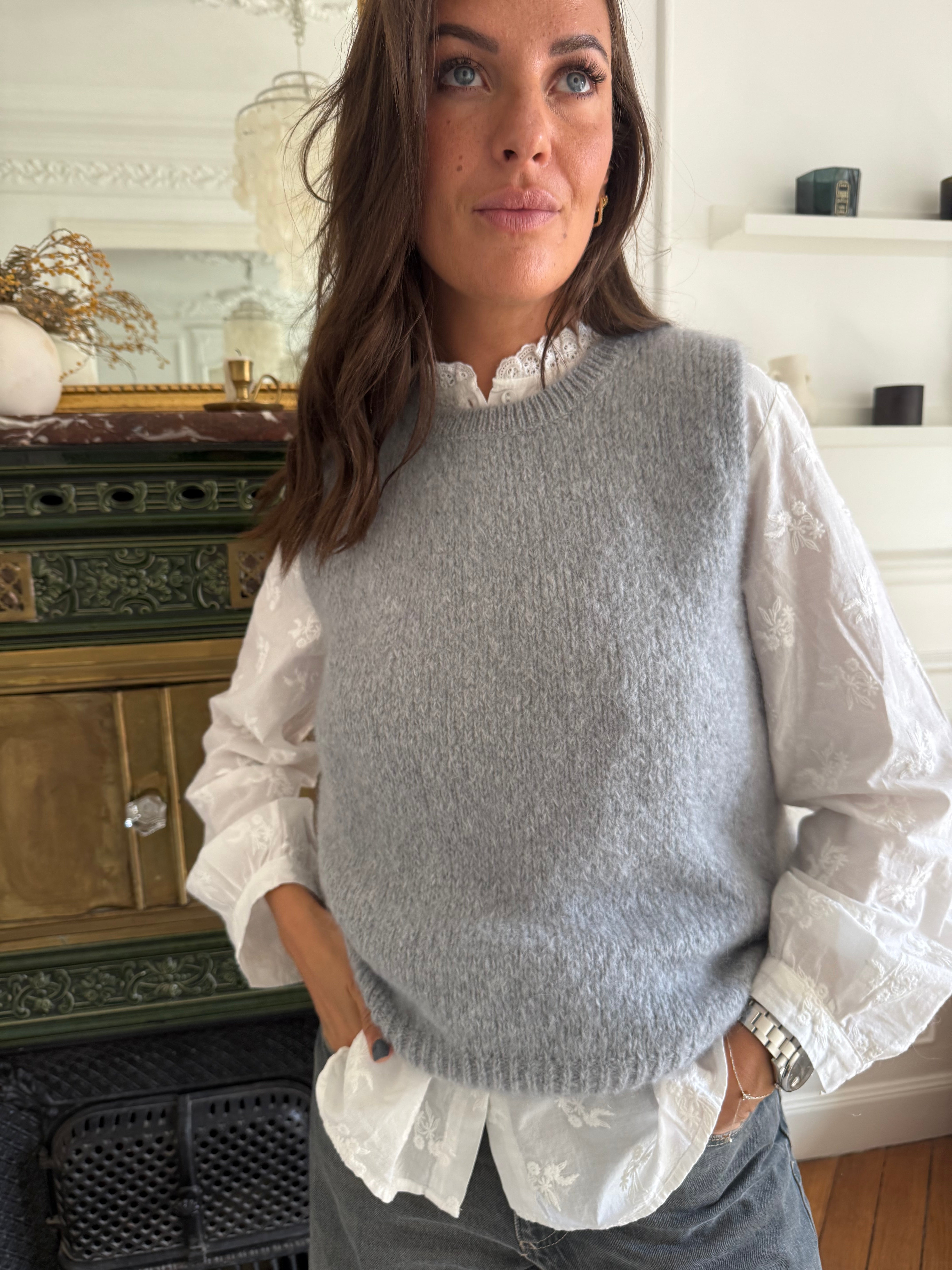 Pull mohair Lalie gris taille unique