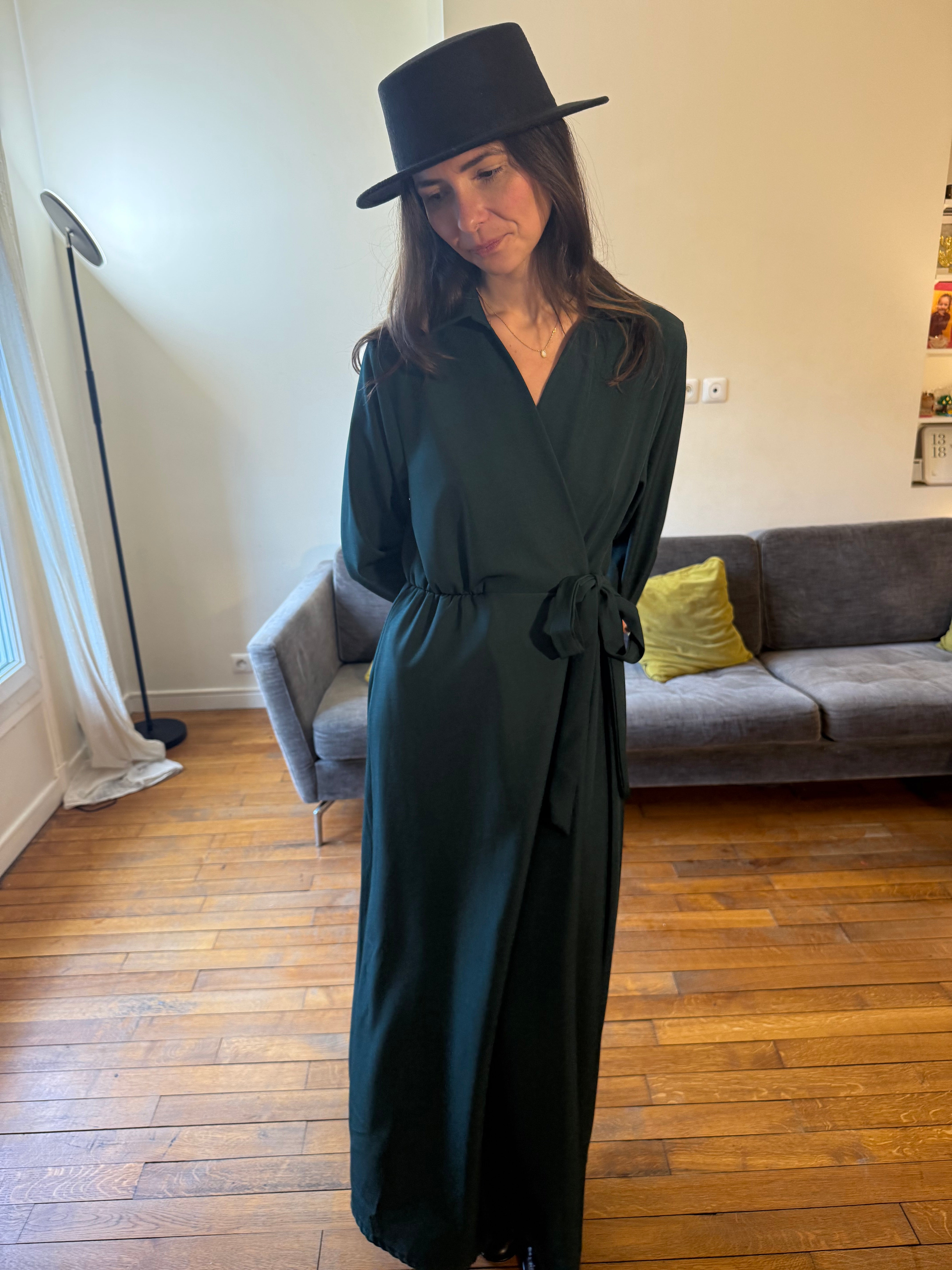 Robe portefeuille vert bouteille