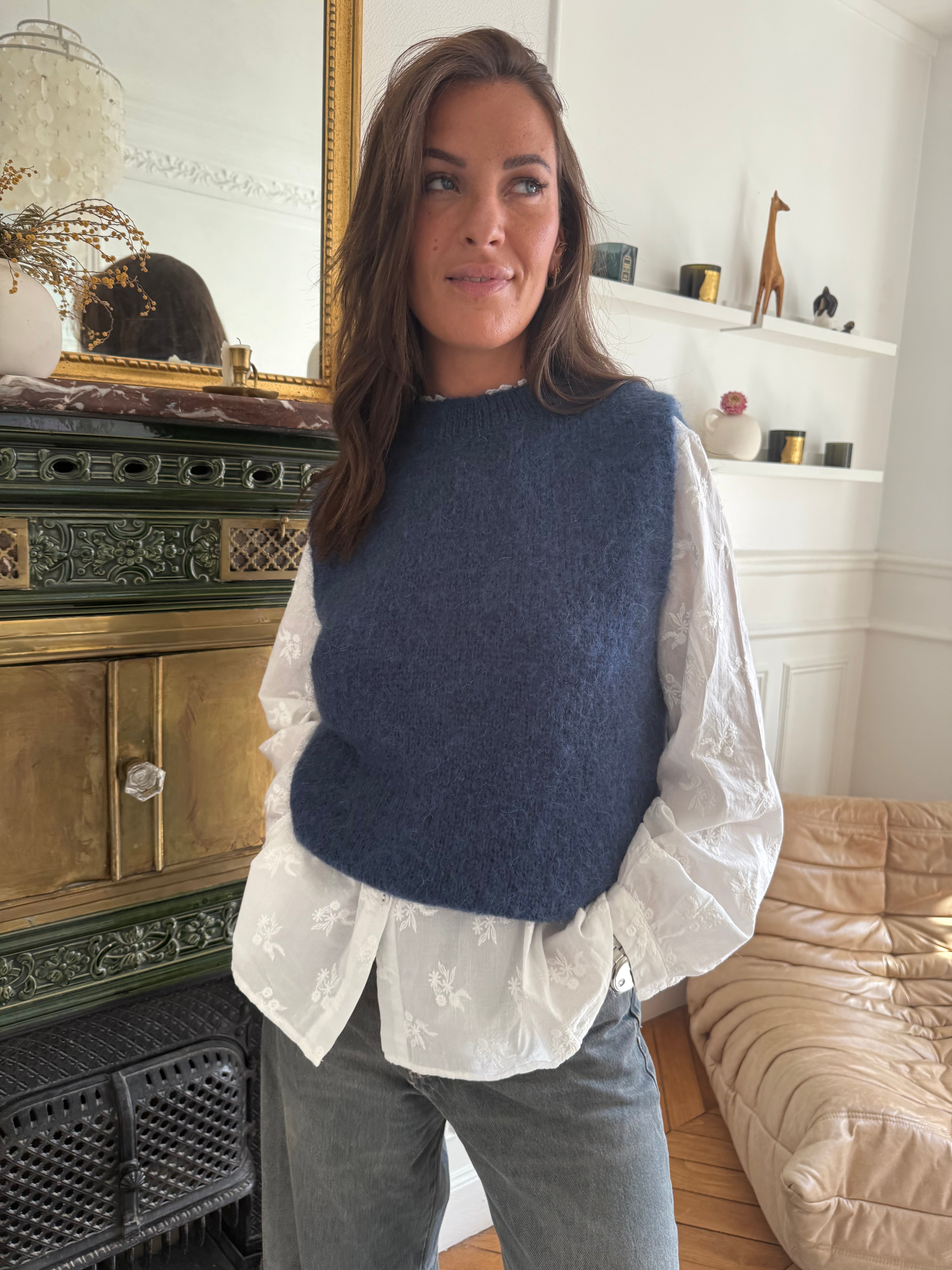 Pull mohair Jizelle marine taille unique