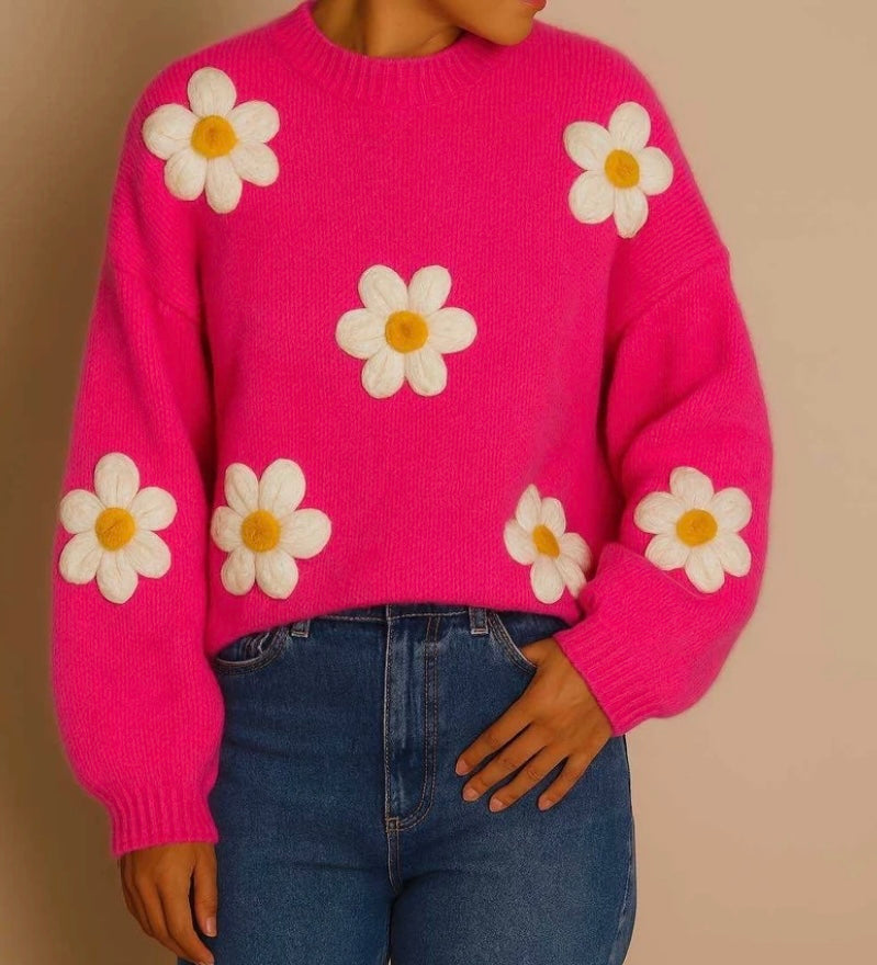 Pull marguerites Fushia