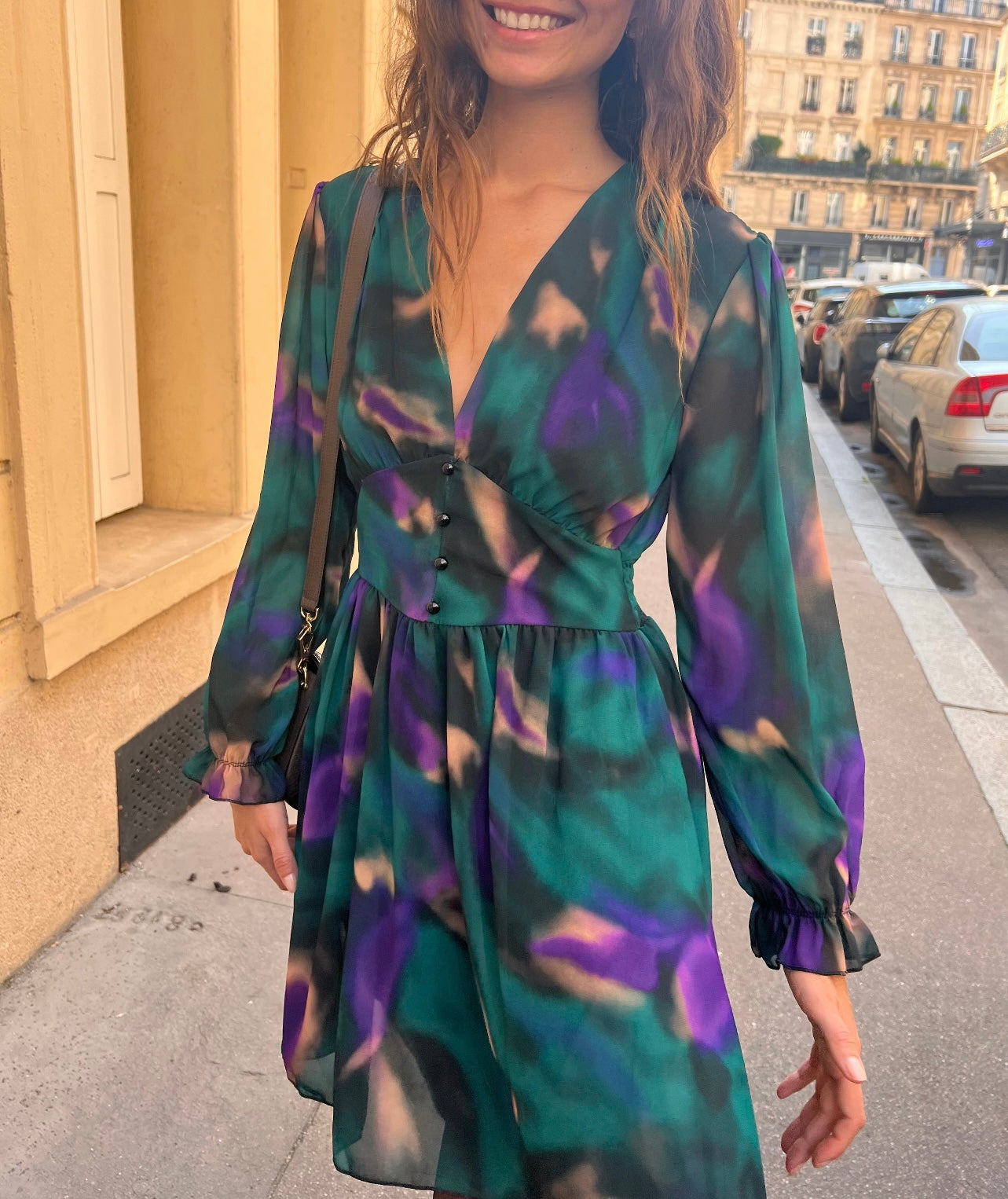 Robe Lolie imprimé vert et violet