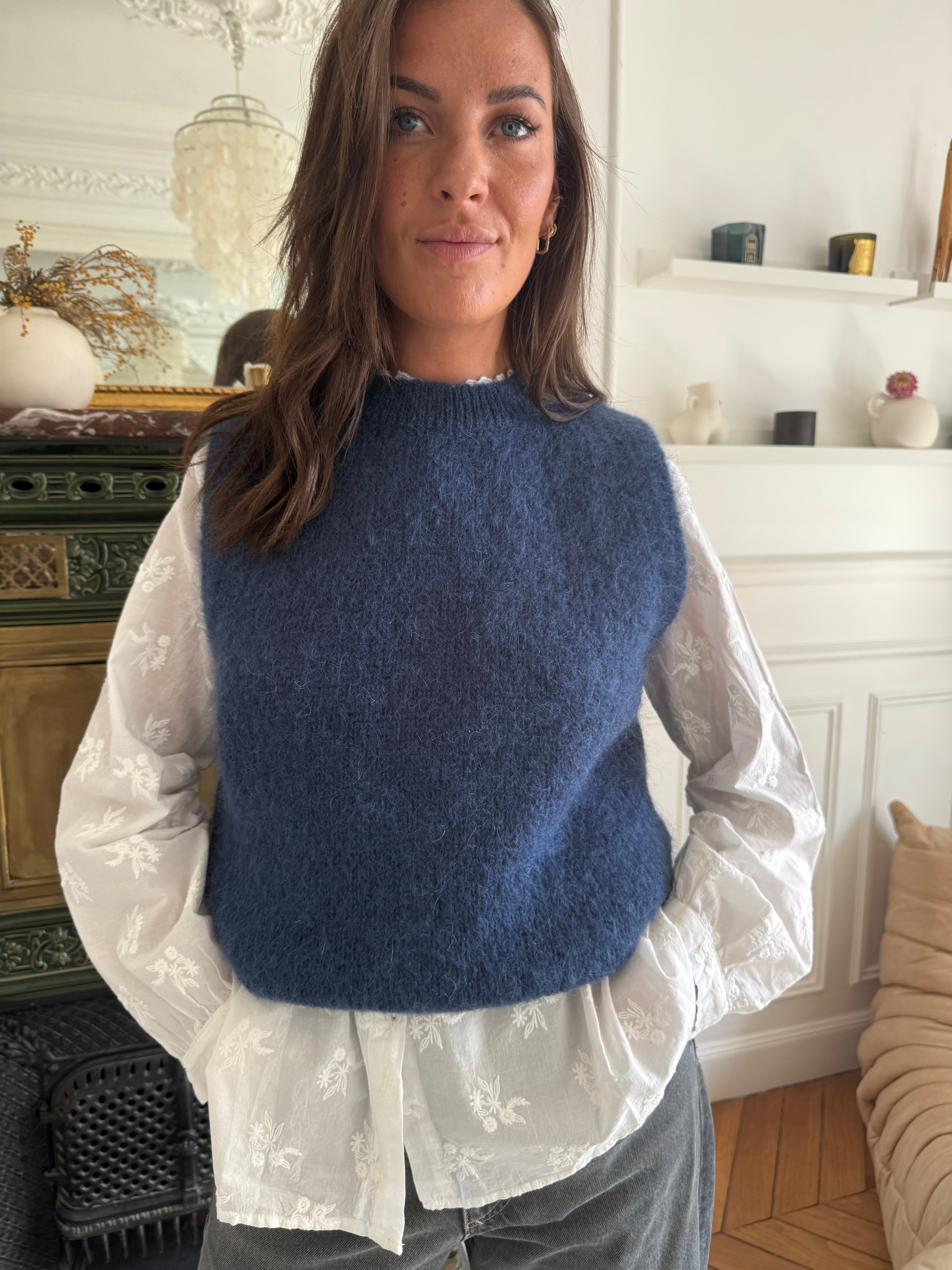 Pull mohair Jizelle marine taille unique