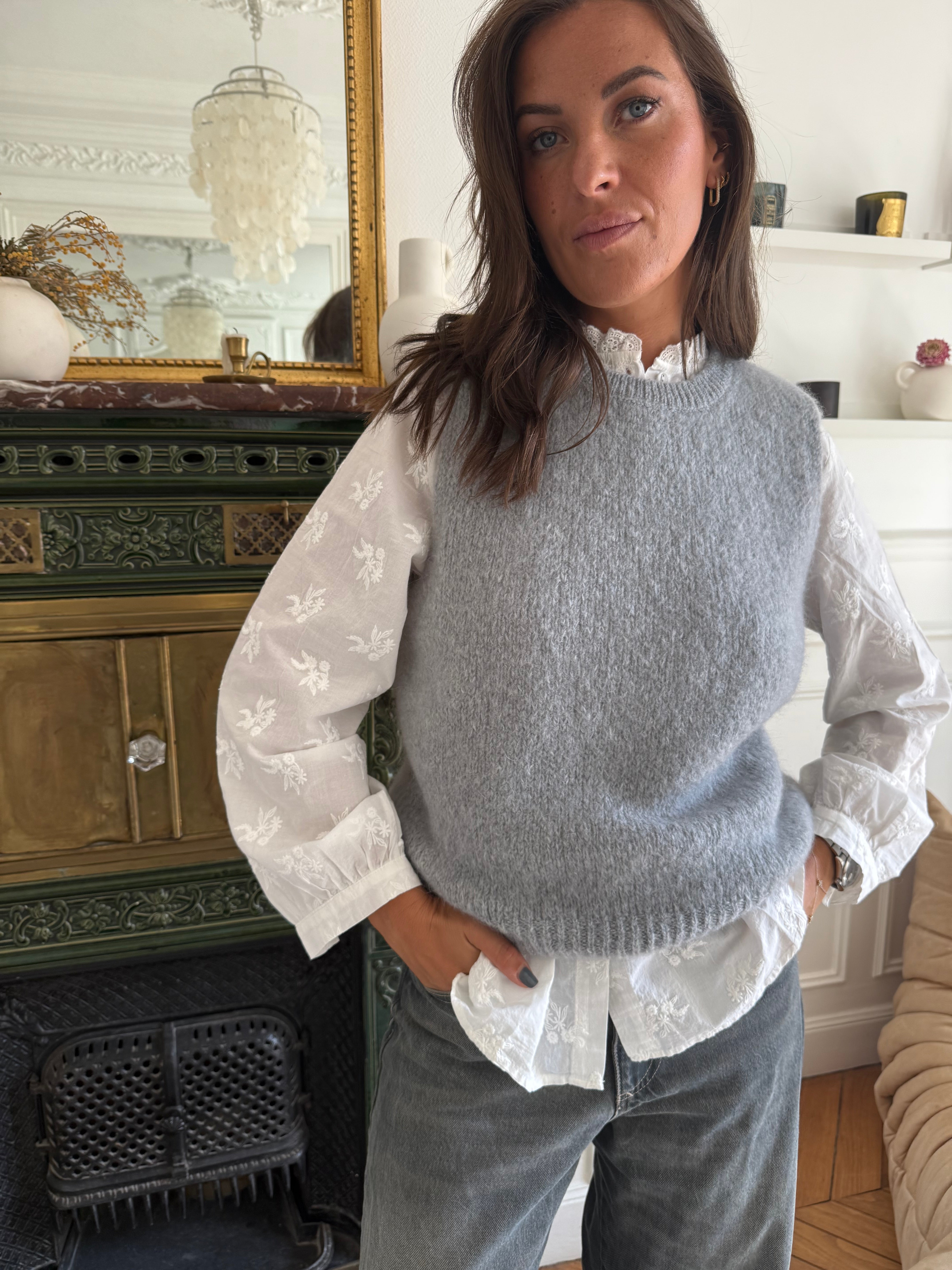 Pull mohair Lalie gris taille unique
