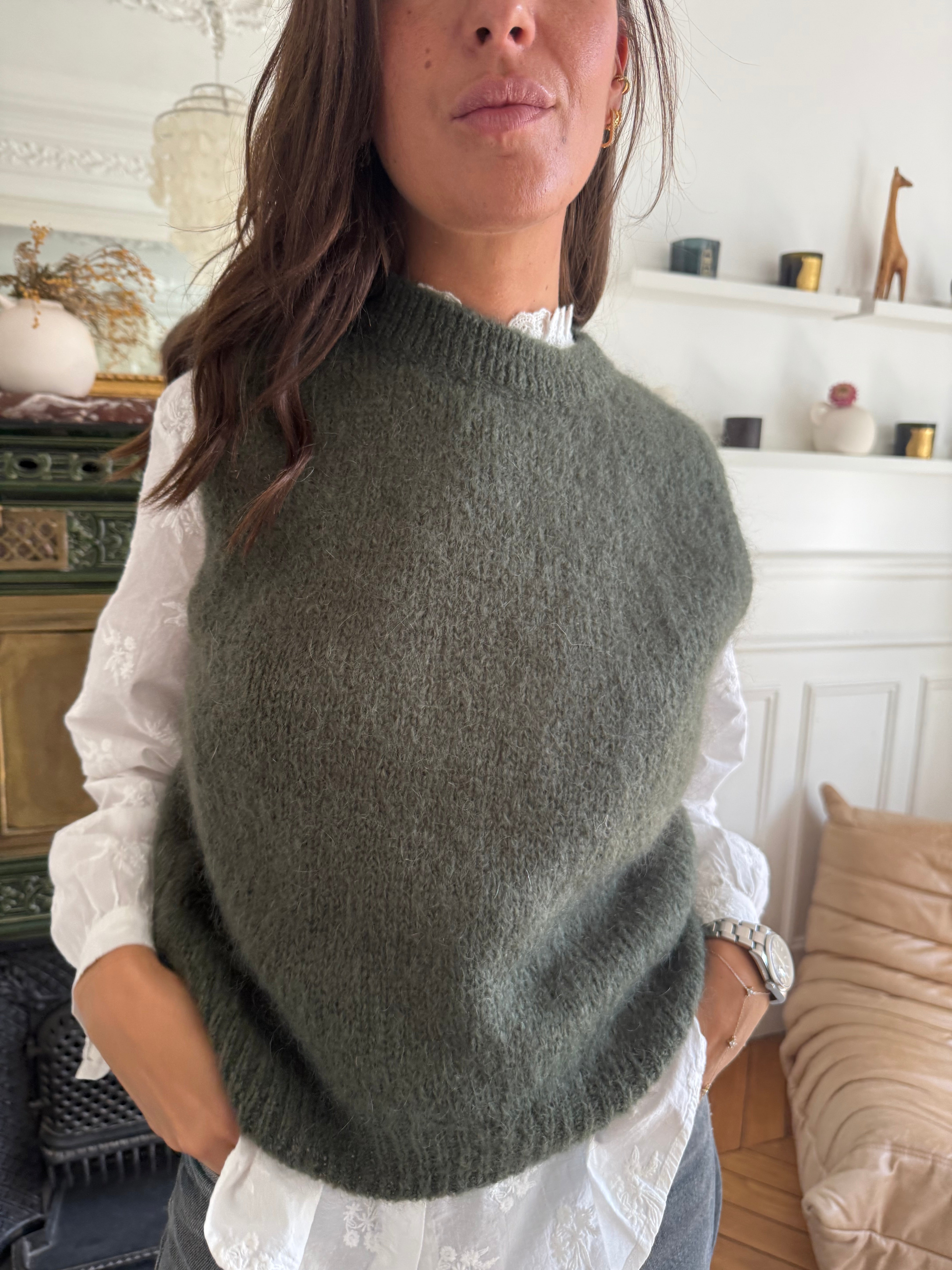 Pull mohair Jizelle kaki  taille unique