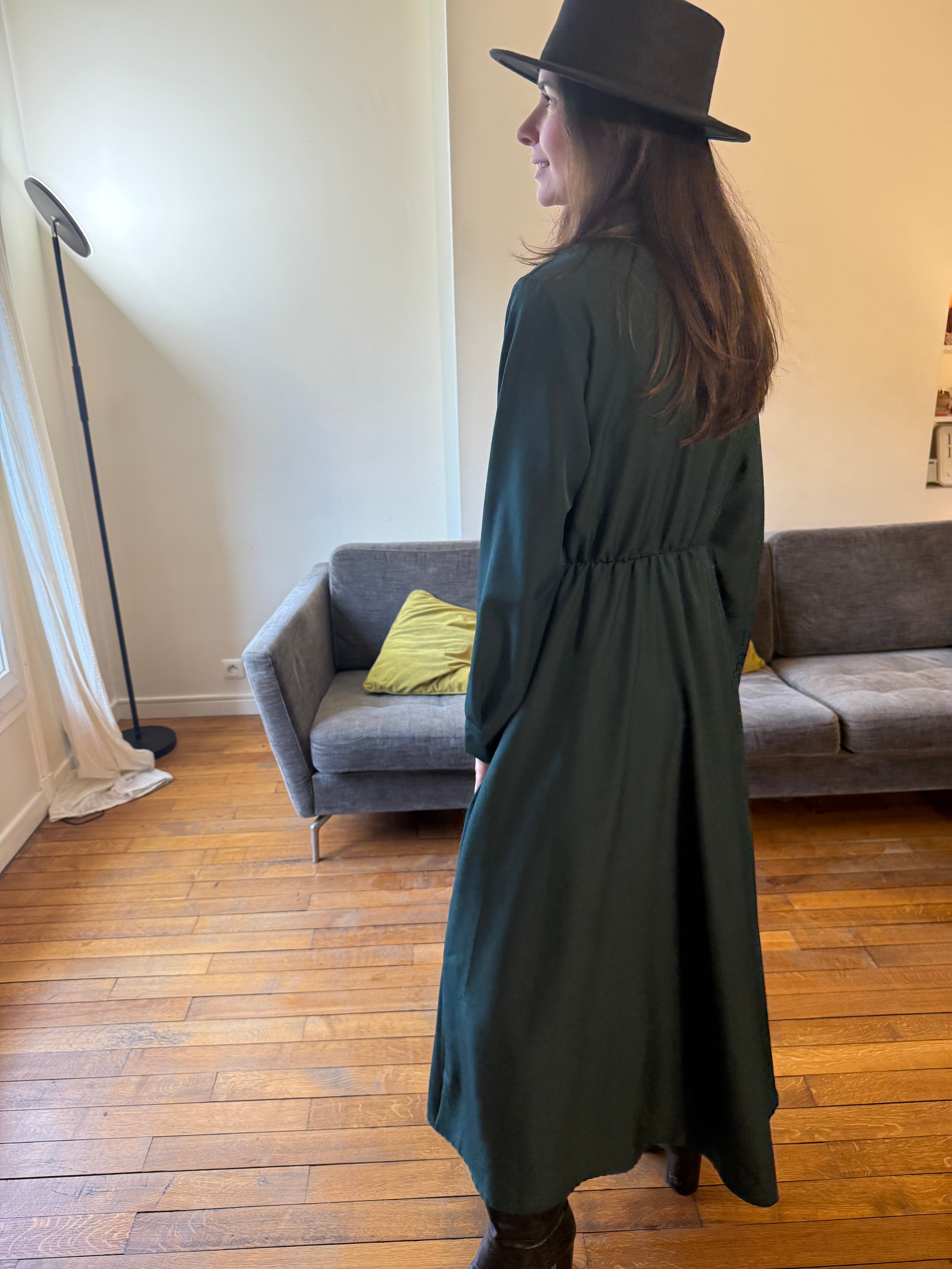 Robe portefeuille vert bouteille