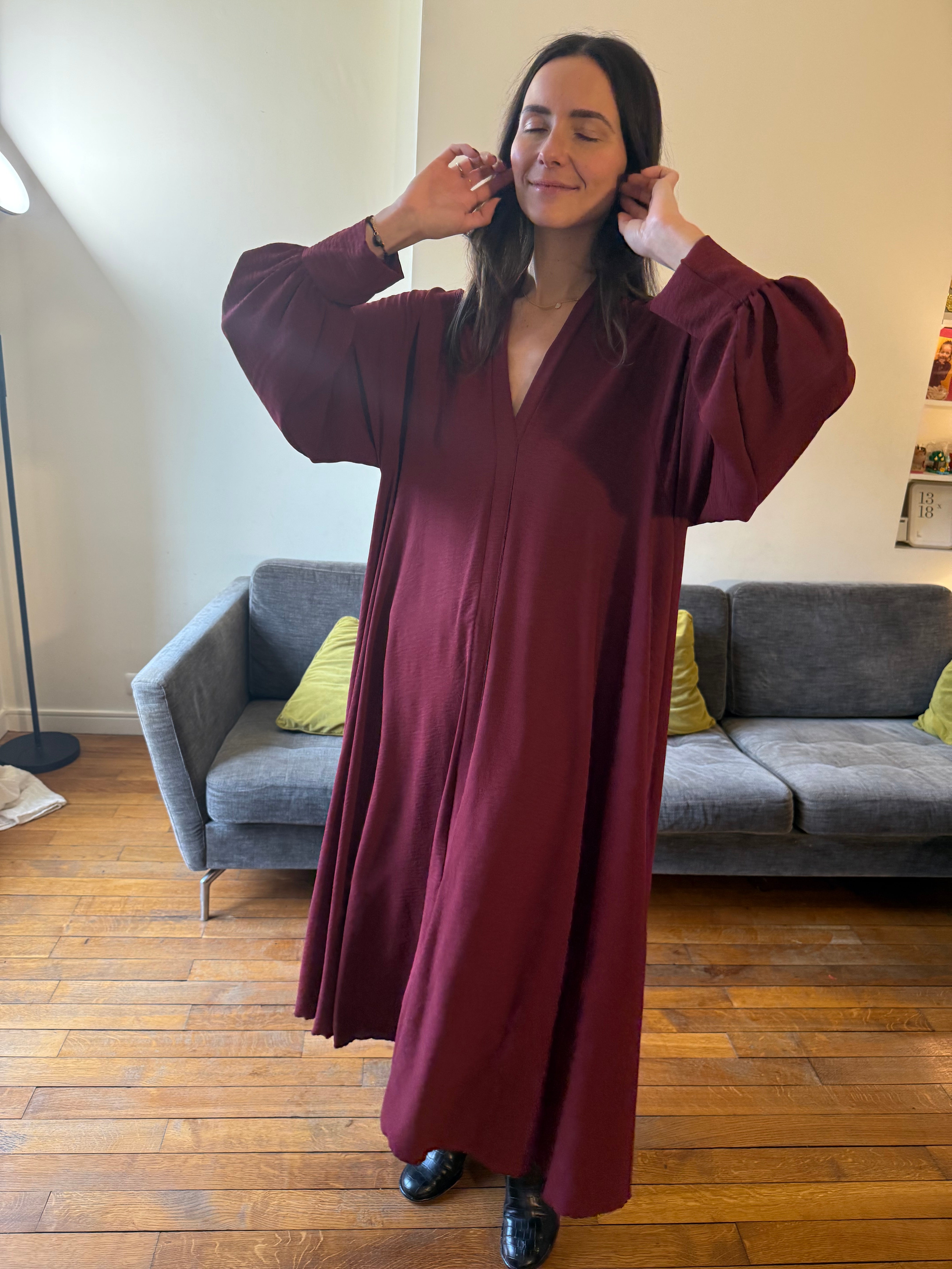 Robe Jenna bordeaux  taille unique jusqu'au la taille 48