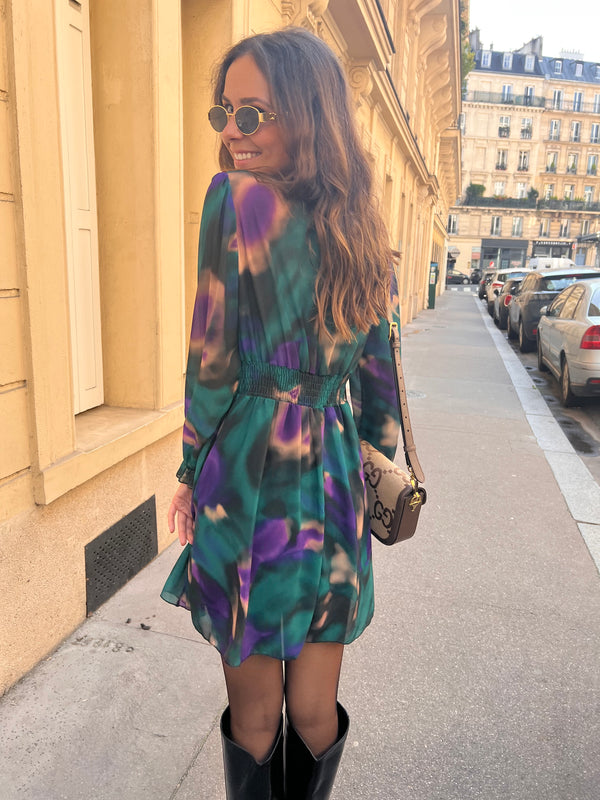 Robe Lolie Imprimé bleu et vert