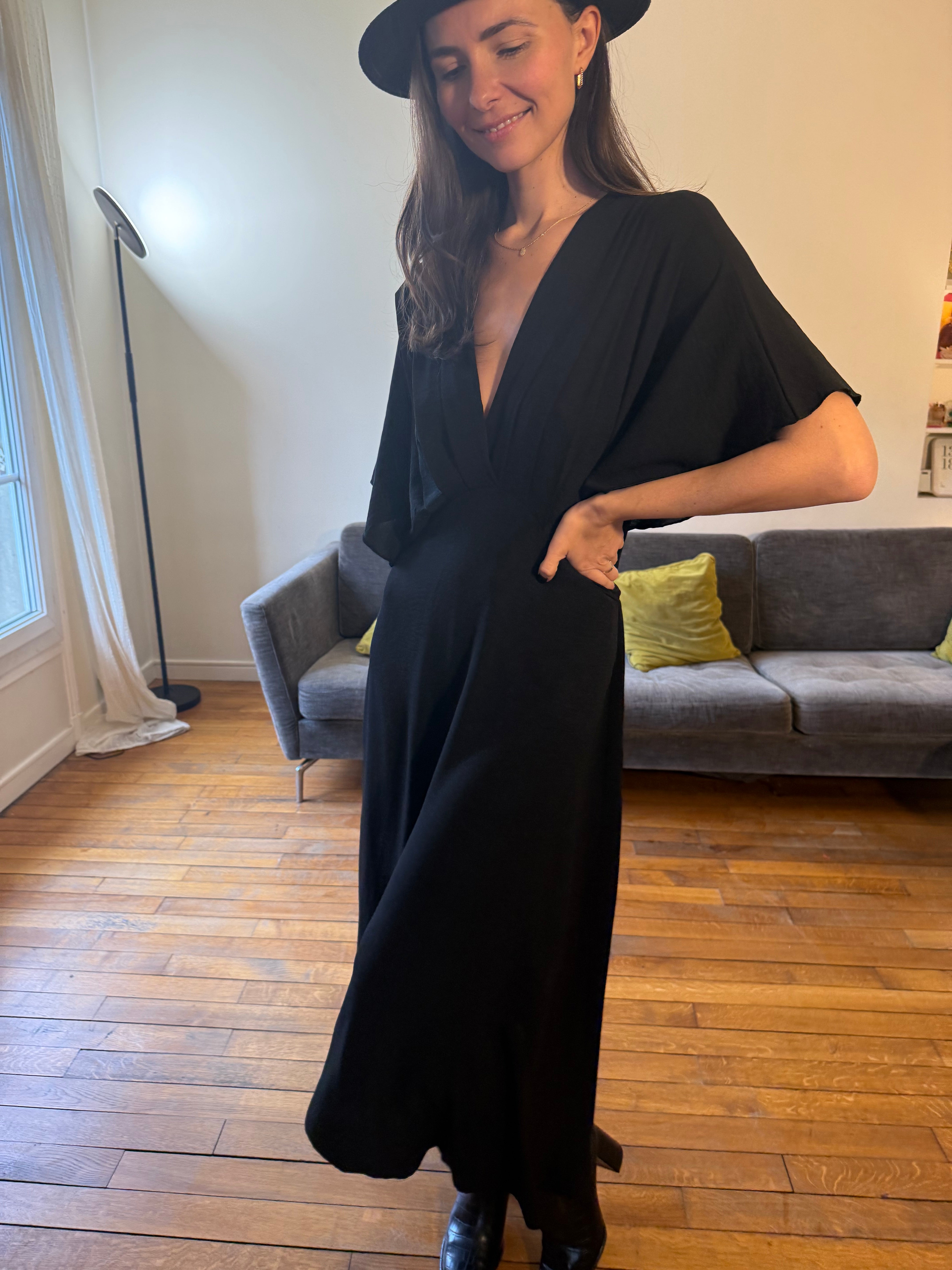 Robe Lennie noir taille unique jusqu'à la taille 46