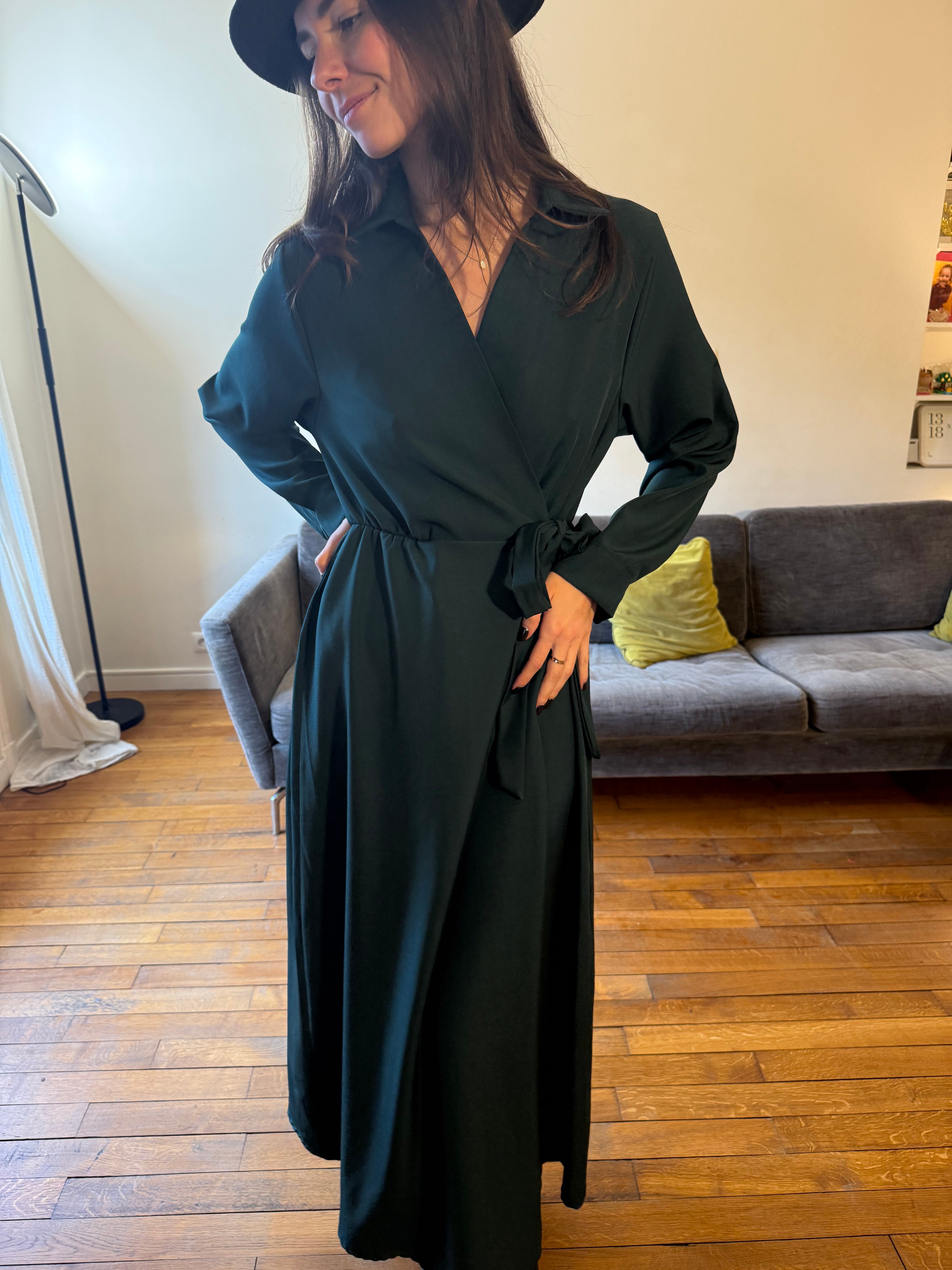 Robe portefeuille vert bouteille