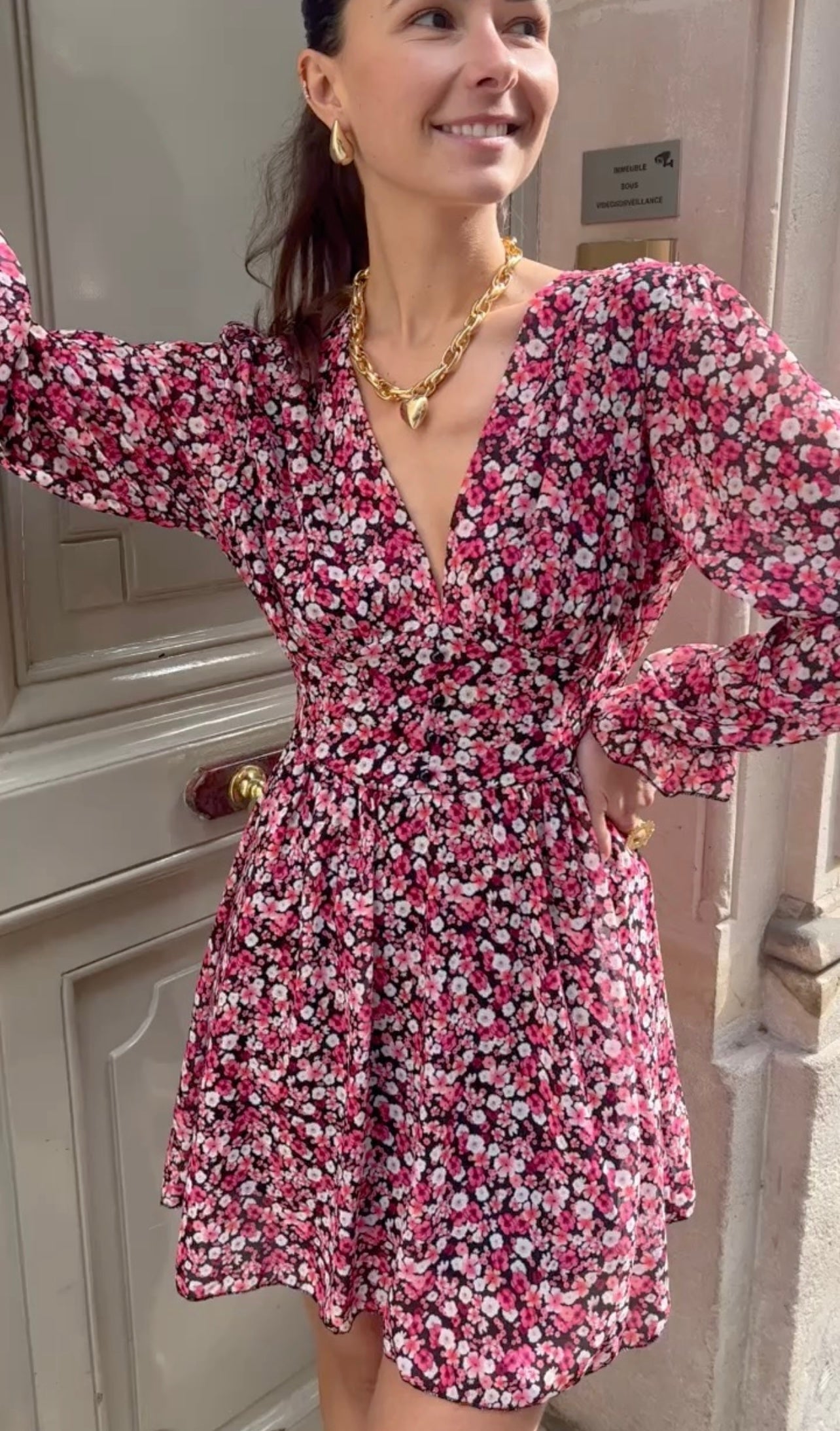 Robe Lolie Imprimé fleurs rose
