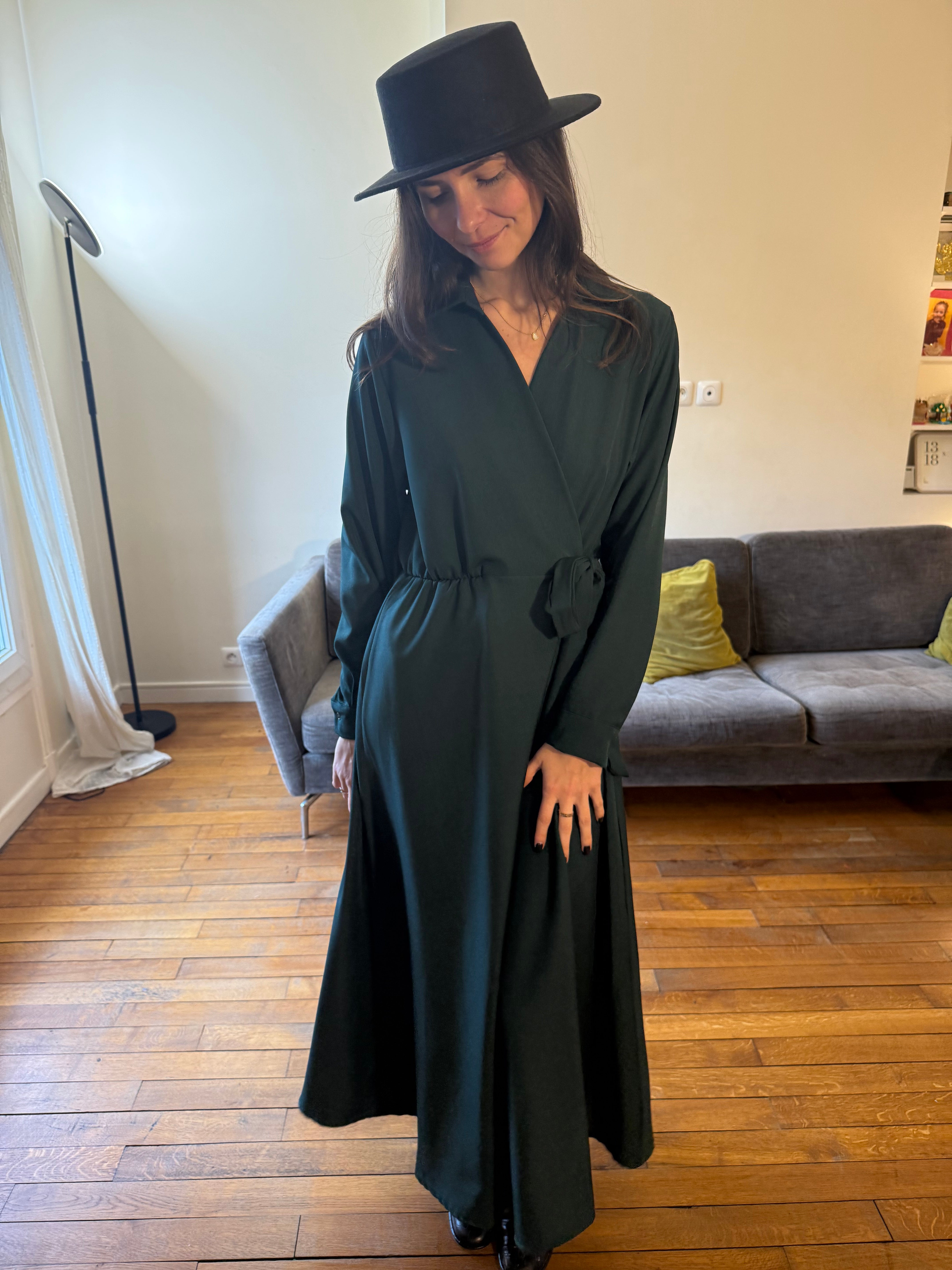 Robe portefeuille vert bouteille