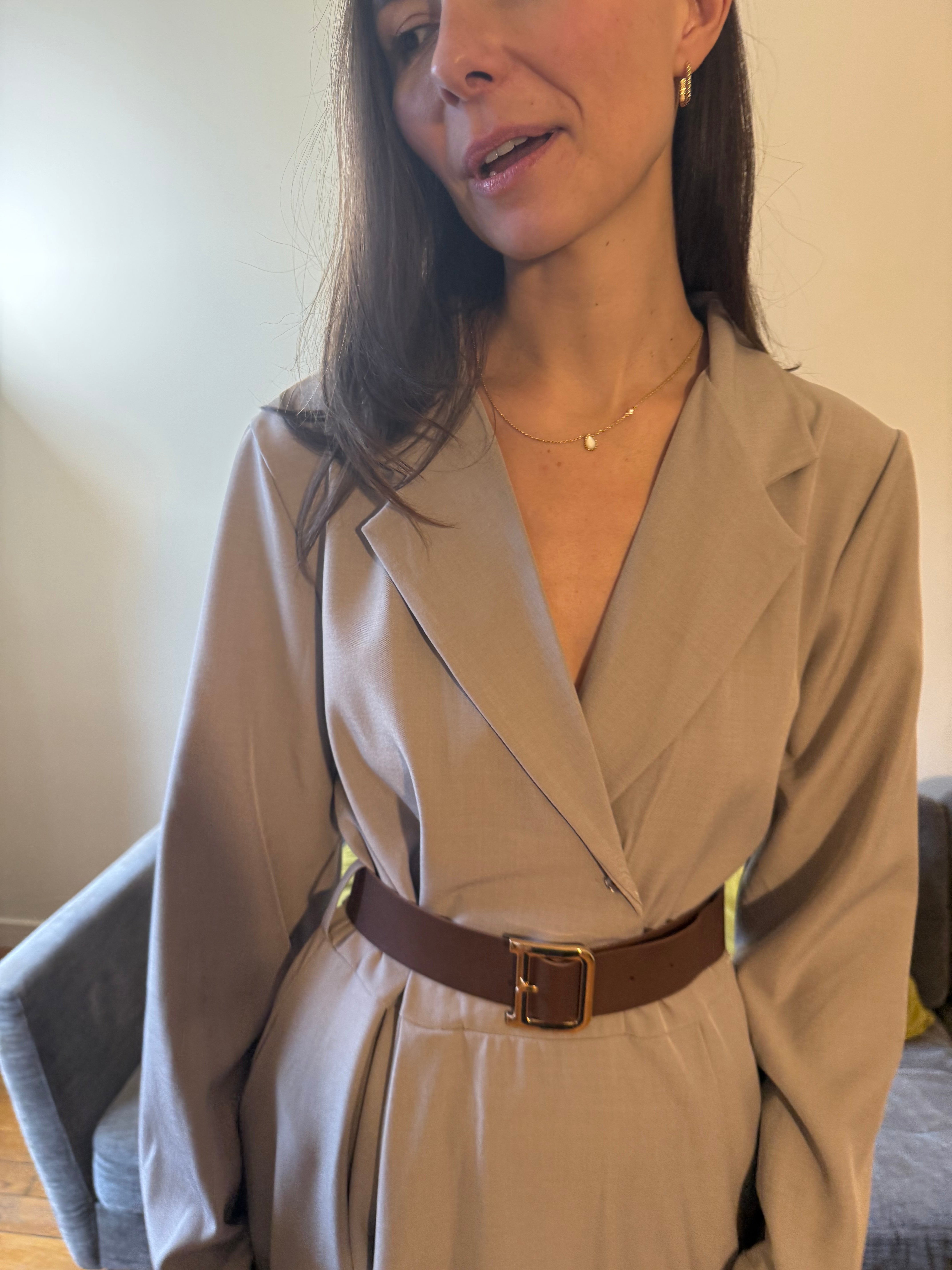 Robe Fania taupe  avec ceinture