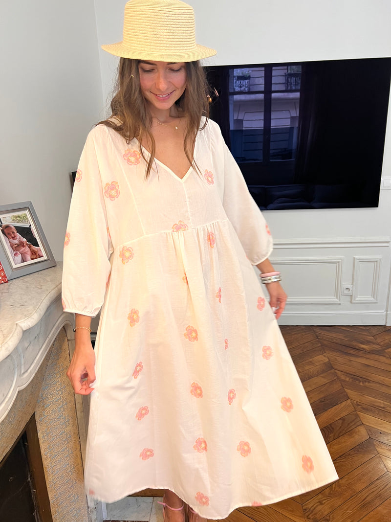 Robe Alma fleurs roses